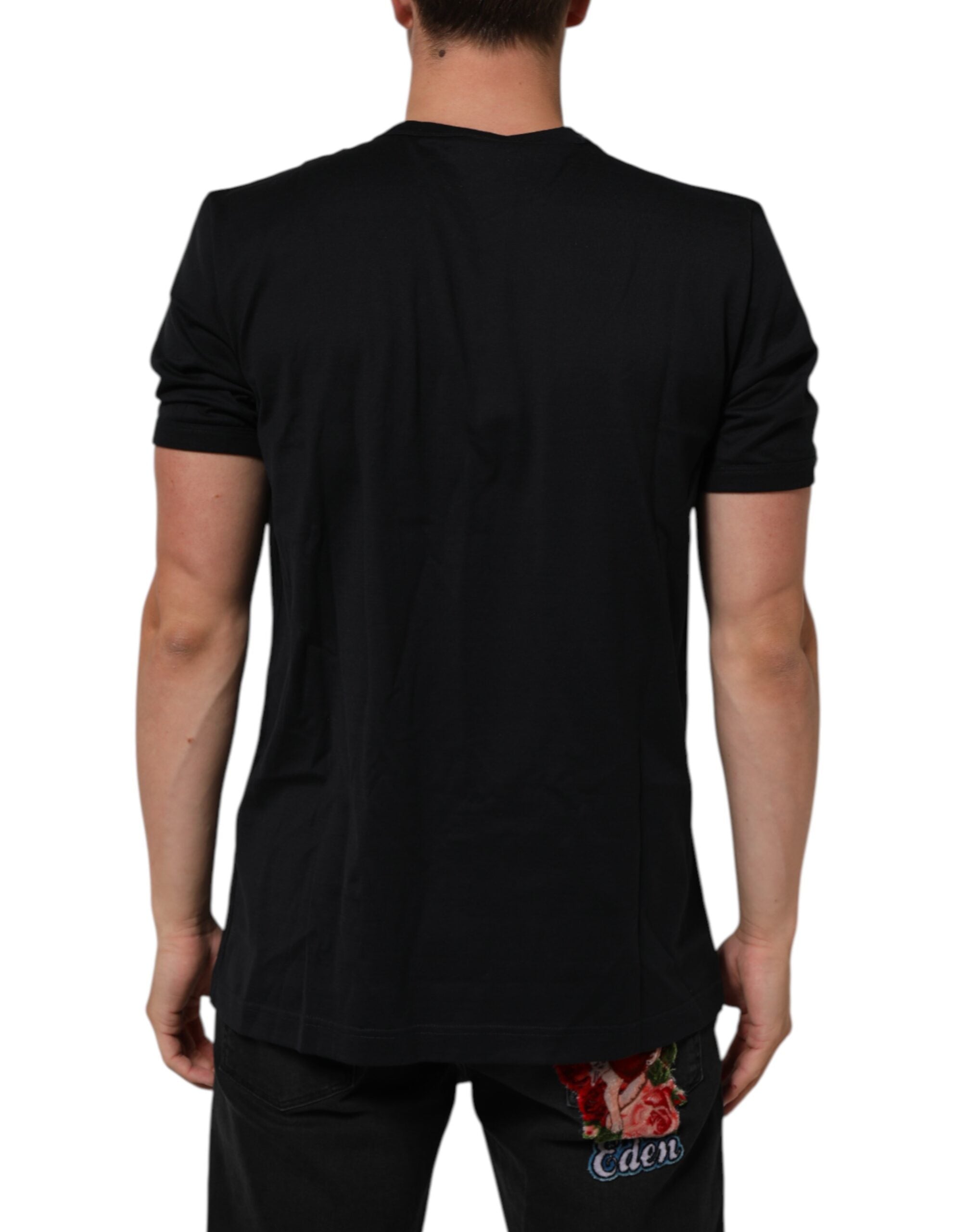Dolce & Gabbana Schwarzes Goodluck 2018 Baumwoll-T-Shirt mit Rundhalsausschnitt