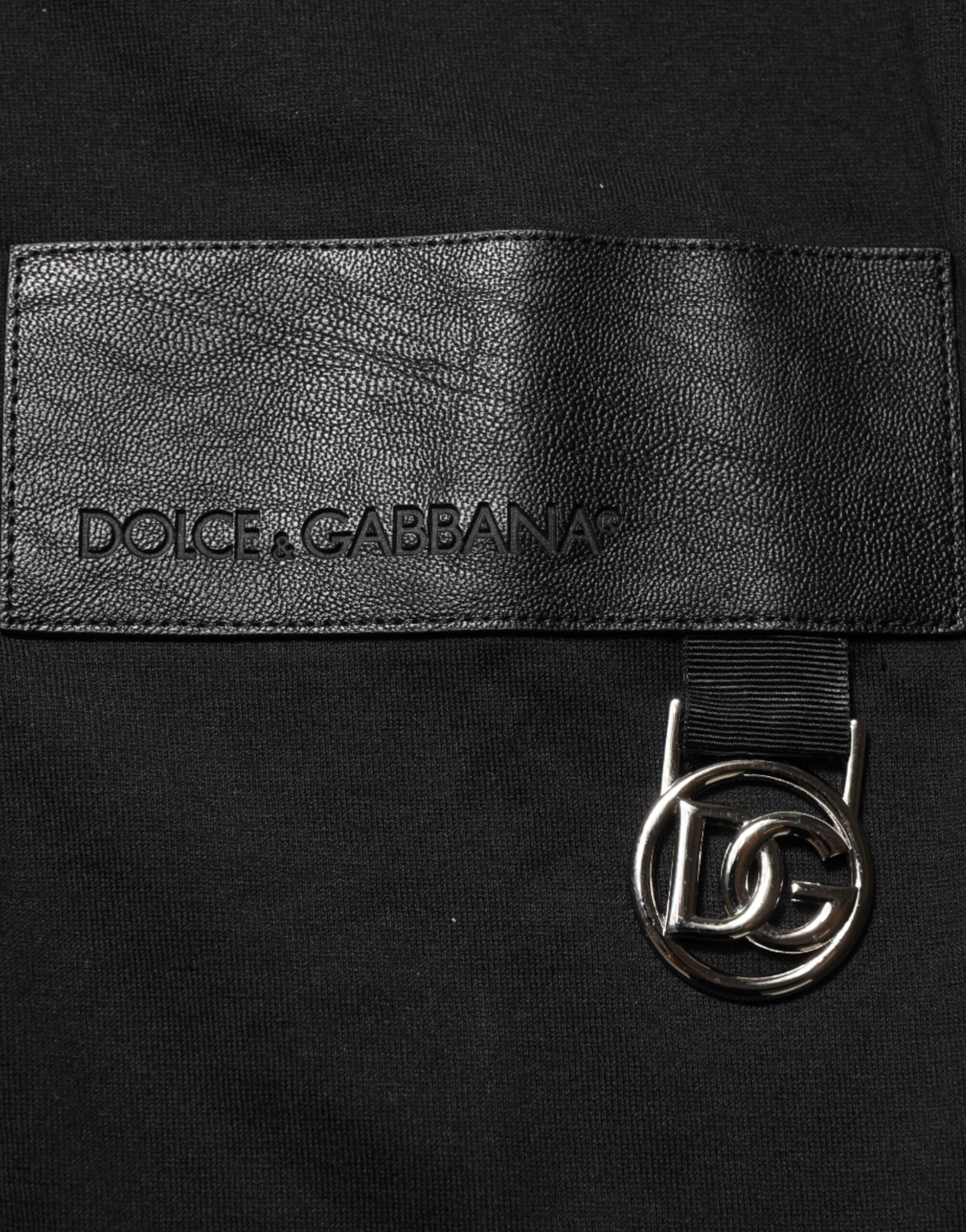 Dolce & Gabbana Schwarzes Logo-Plakette Baumwolle T-Shirt mit Rundhalsausschnitt