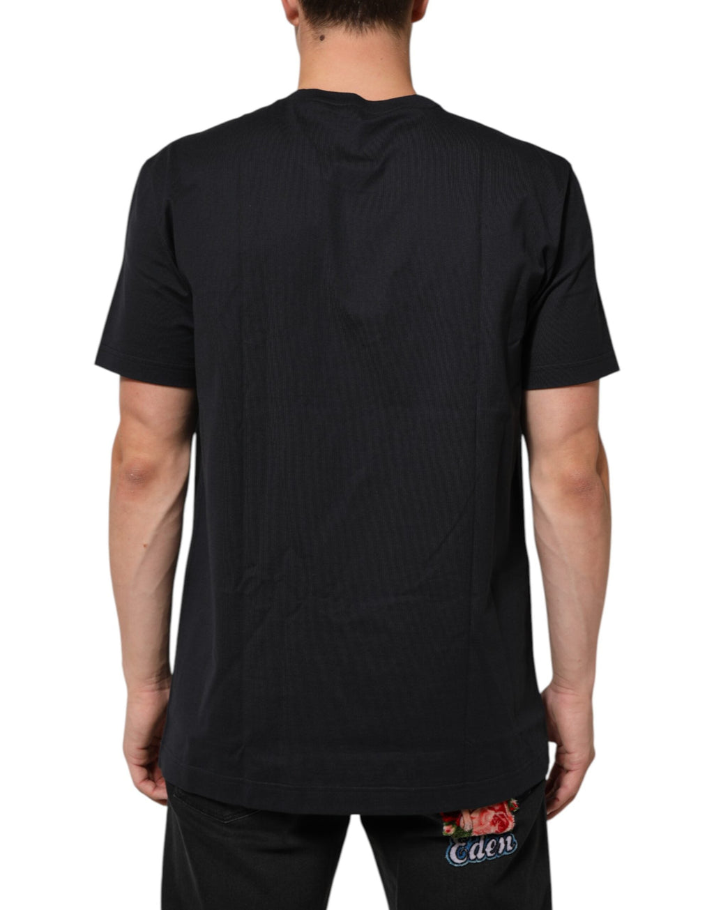 Dolce & Gabbana Schwarzes Logo Kompass Baumwoll-T-Shirt mit Rundhalsausschnitt