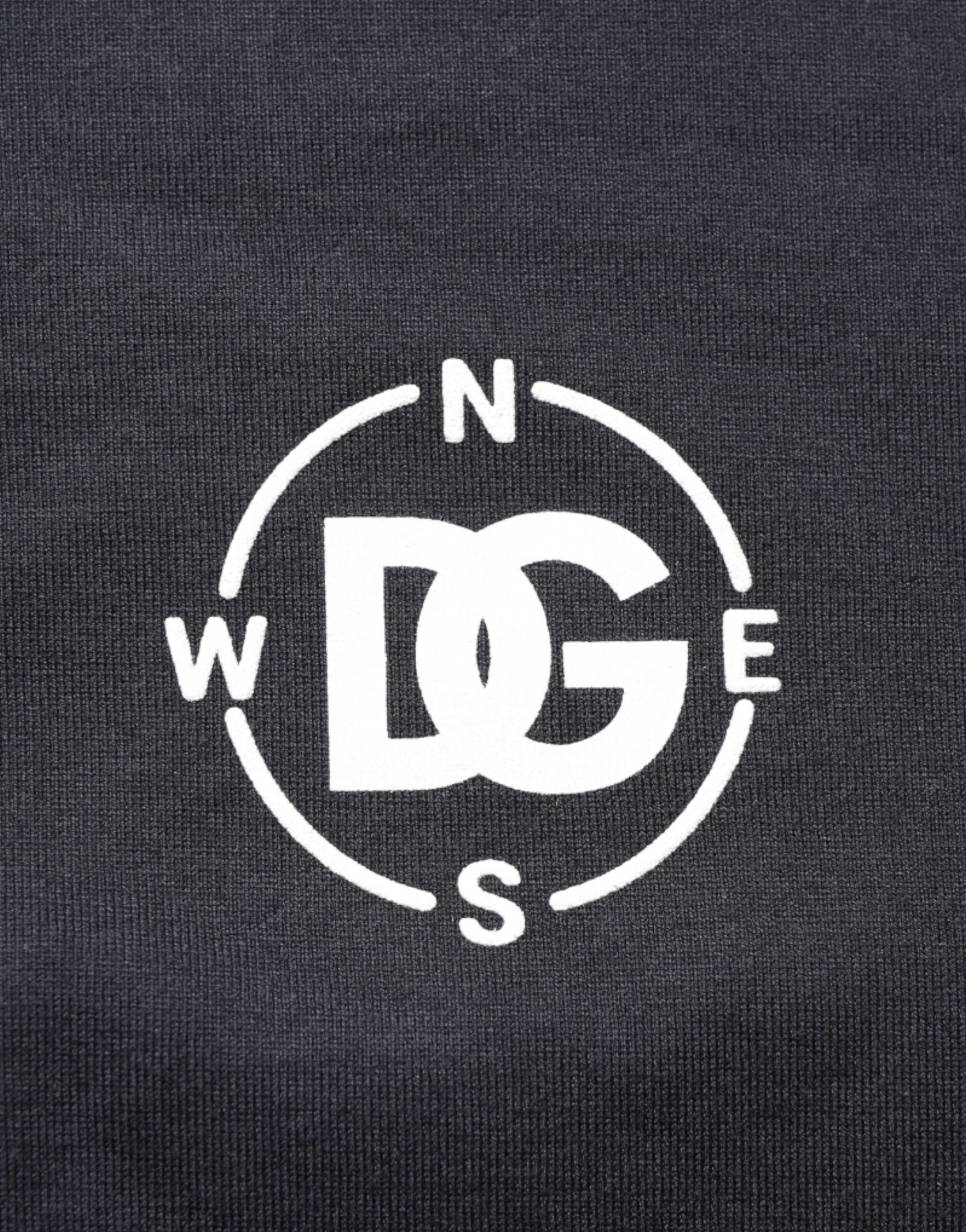 Dolce & Gabbana Schwarzes Logo Kompass Baumwoll-T-Shirt mit Rundhalsausschnitt
