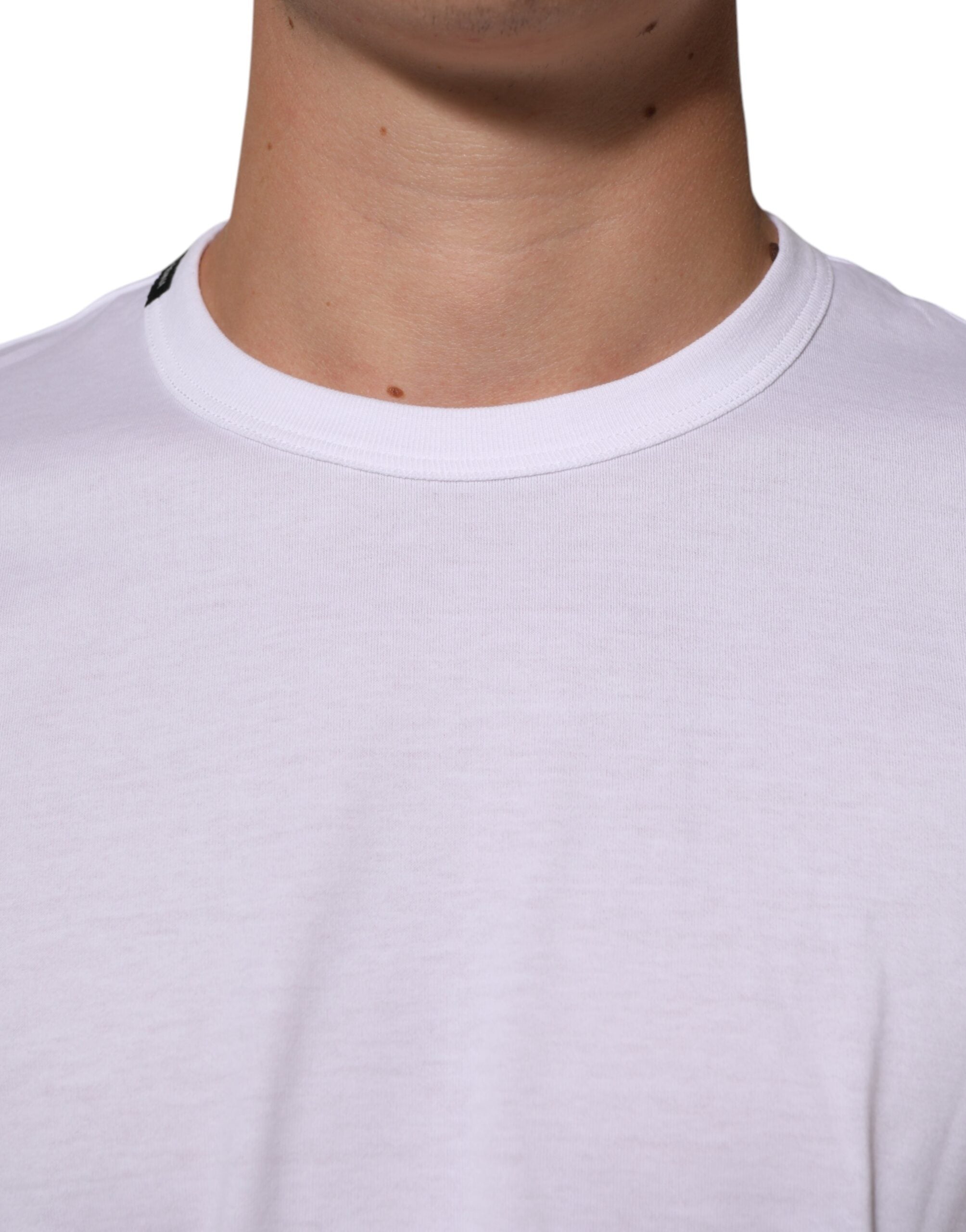 Dolce & Gabbana Weißes Goodluck 2021 Baumwoll-T-Shirt mit Rundhalsausschnitt