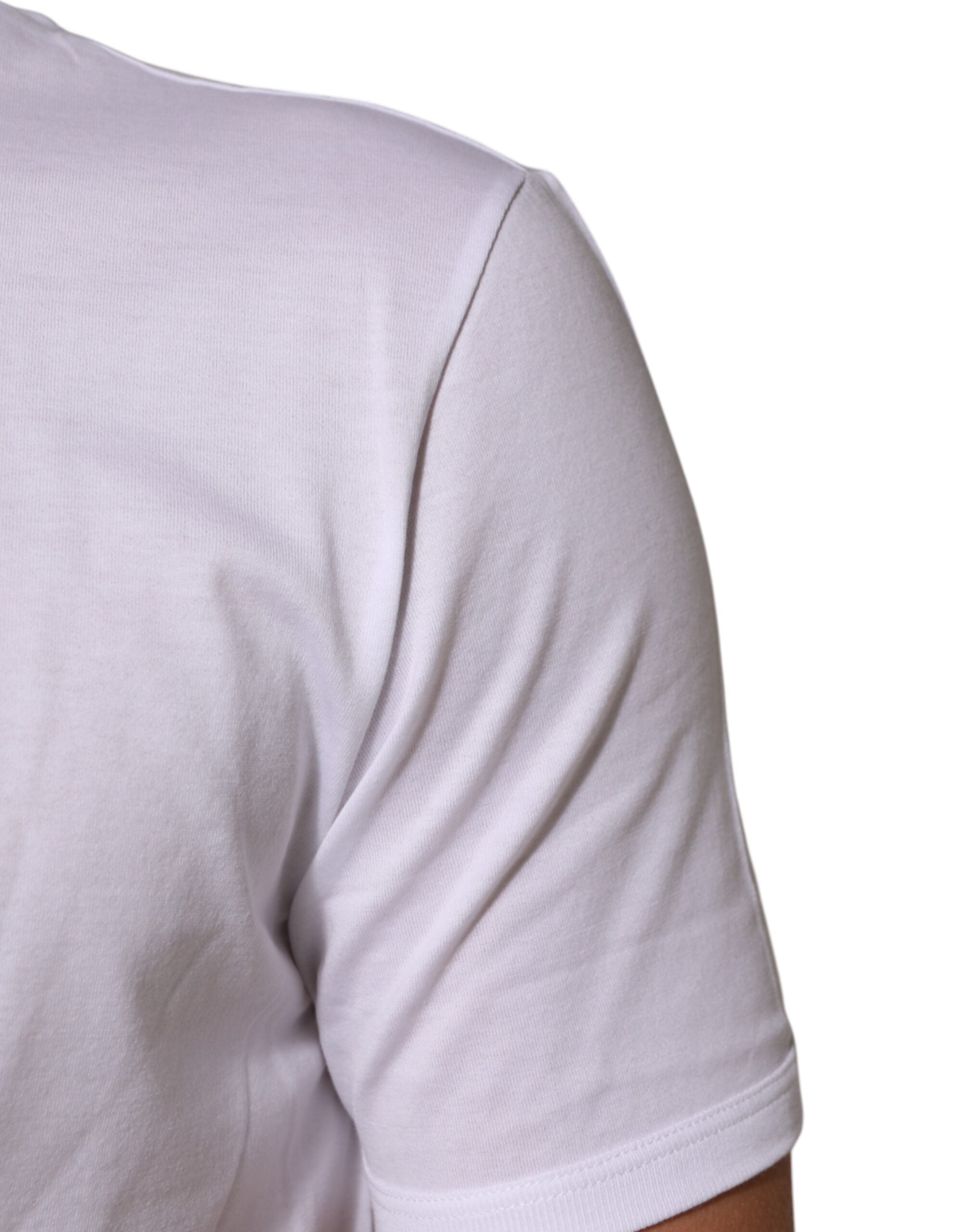 Dolce & Gabbana Weißes Goodluck 2021 Baumwoll-T-Shirt mit Rundhalsausschnitt