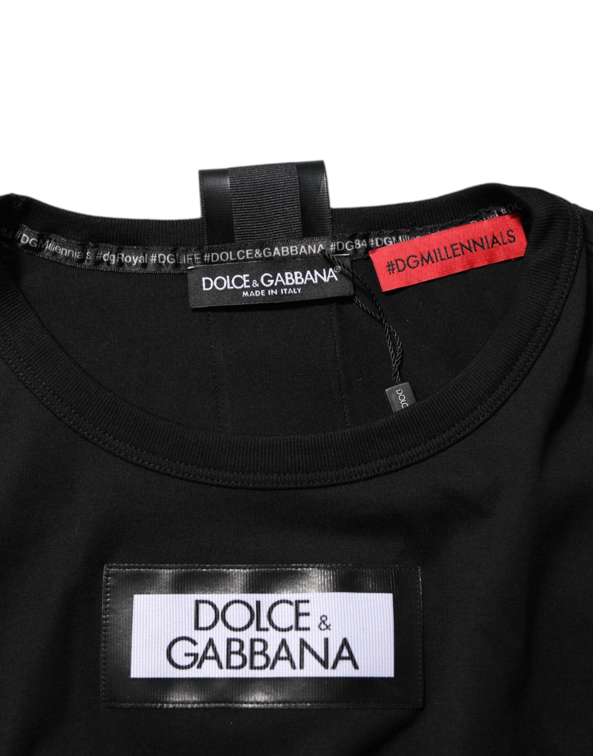 Dolce & Gabbana Schwarzes DGRoyals Baumwoll-T-Shirt für Männer mit Rundhalsausschnitt IT