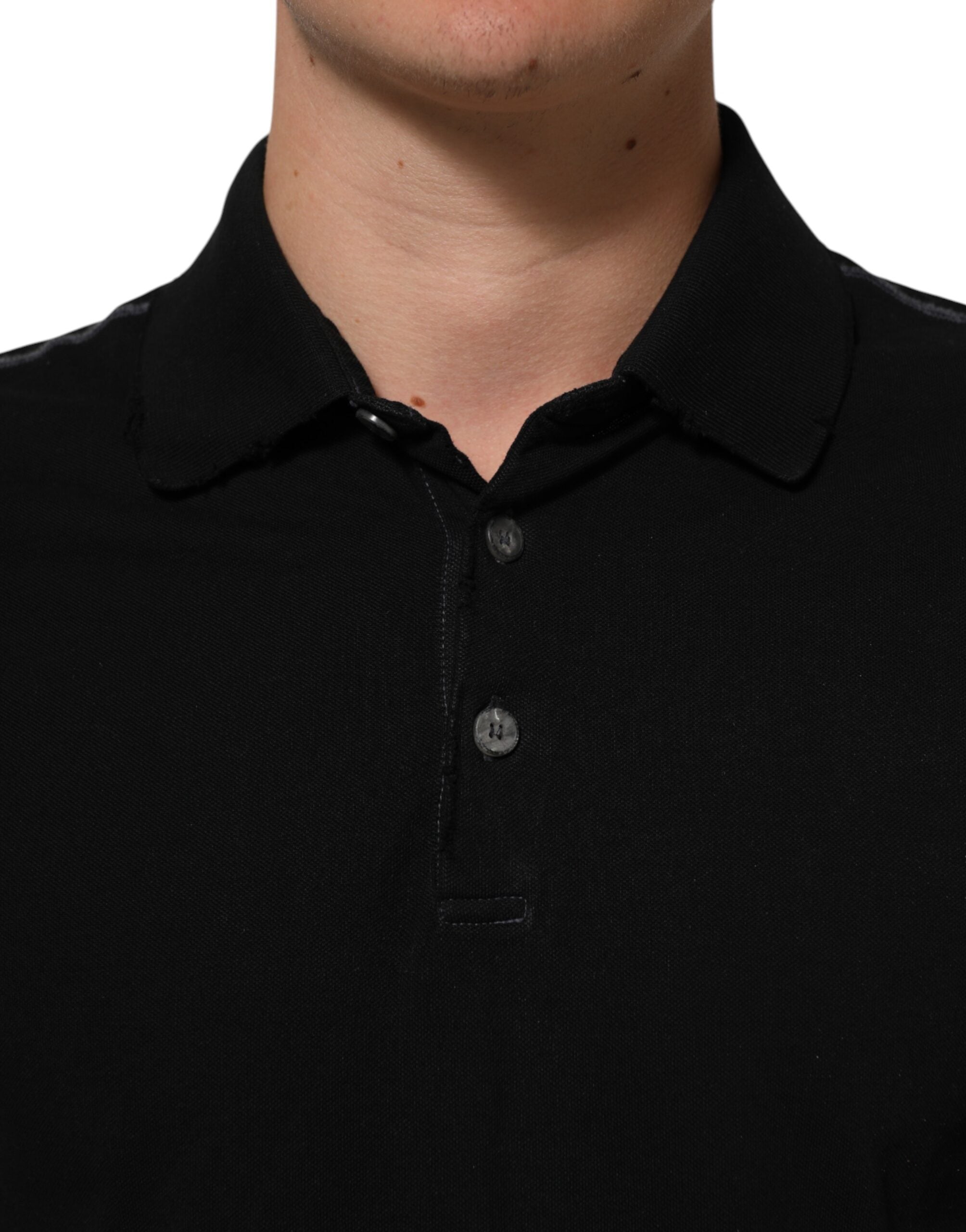 Dolce & Gabbana Schwarzes Baumwoll-Poloshirt mit Grafikdruck T-shirt