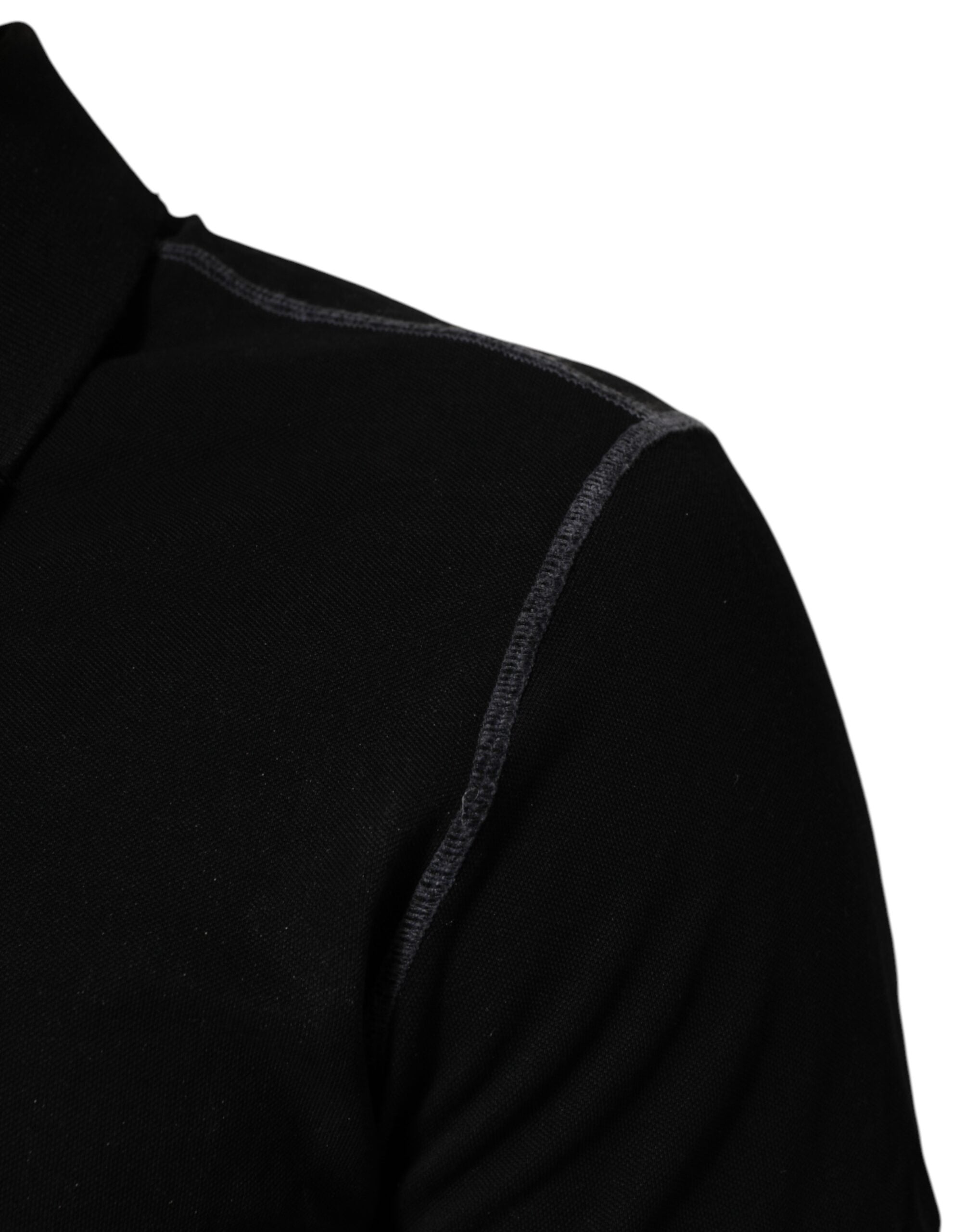 Dolce & Gabbana Schwarzes Baumwoll-Poloshirt mit Grafikdruck T-shirt