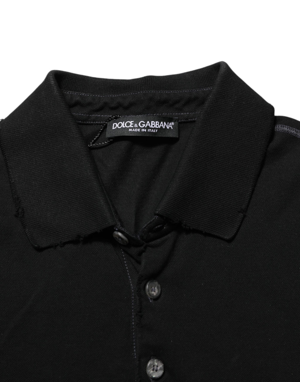 Dolce & Gabbana Schwarzes Baumwoll-Poloshirt mit Grafikdruck T-shirt