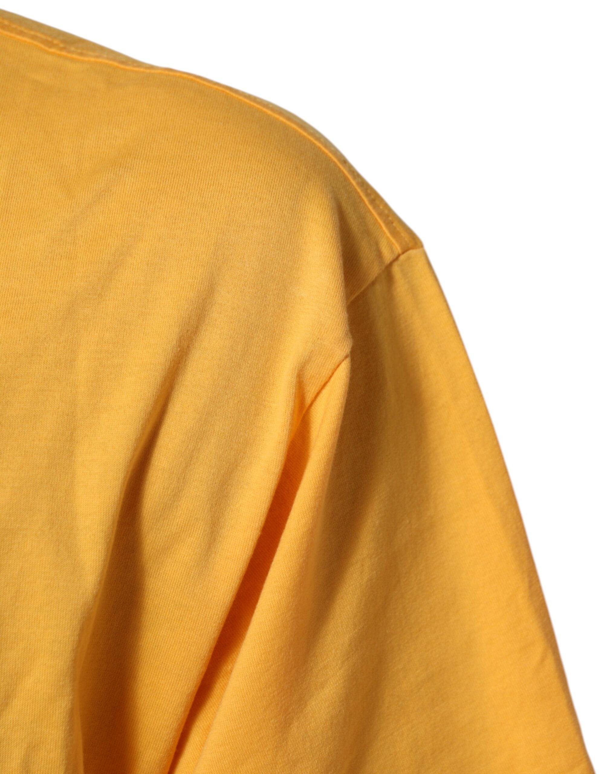 Dolce & Gabbana Gelbes Secret Graden Floral Baumwoll-T-Shirt mit Rundhalsausschnitt