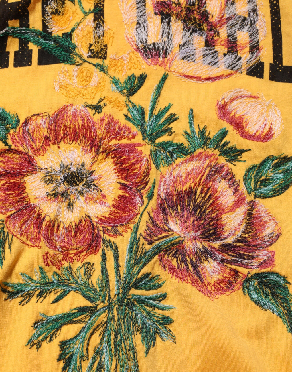 Dolce & Gabbana Gelbes Secret Graden Floral Baumwoll-T-Shirt mit Rundhalsausschnitt
