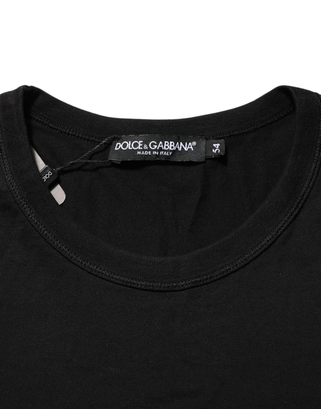 Dolce & Gabbana Schwarzes Logo-Plakette Baumwolle T-Shirt mit Rundhalsausschnitt