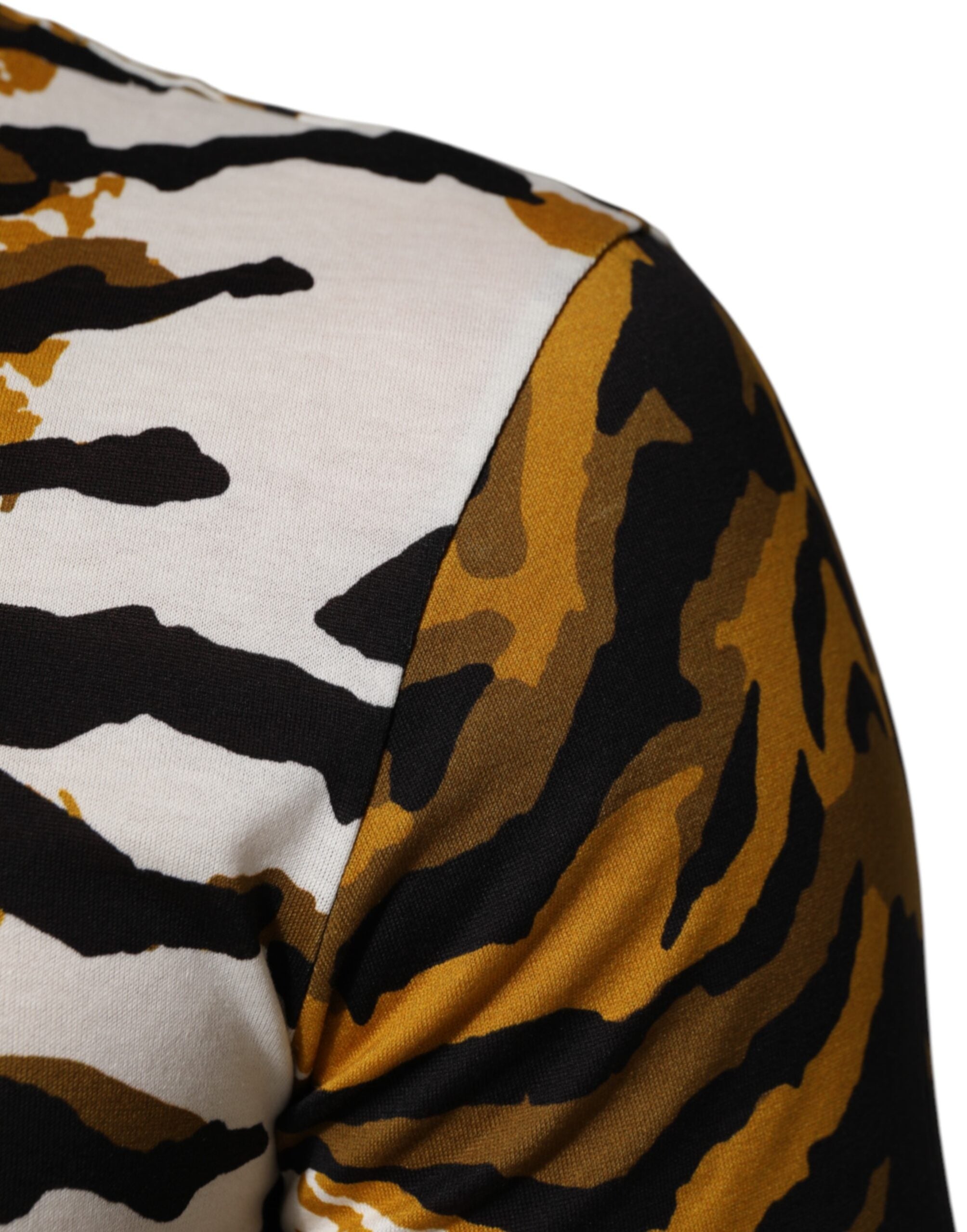 Dolce & Gabbana Multicolor Leopard Palm Leaf Männer Rundhals-T-Shirt