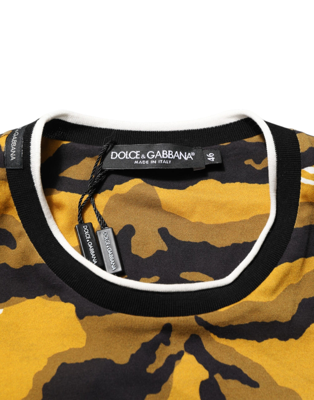 Dolce & Gabbana Multicolor Luipaard Palmblad Mannen T-shirt met Ronde Hals