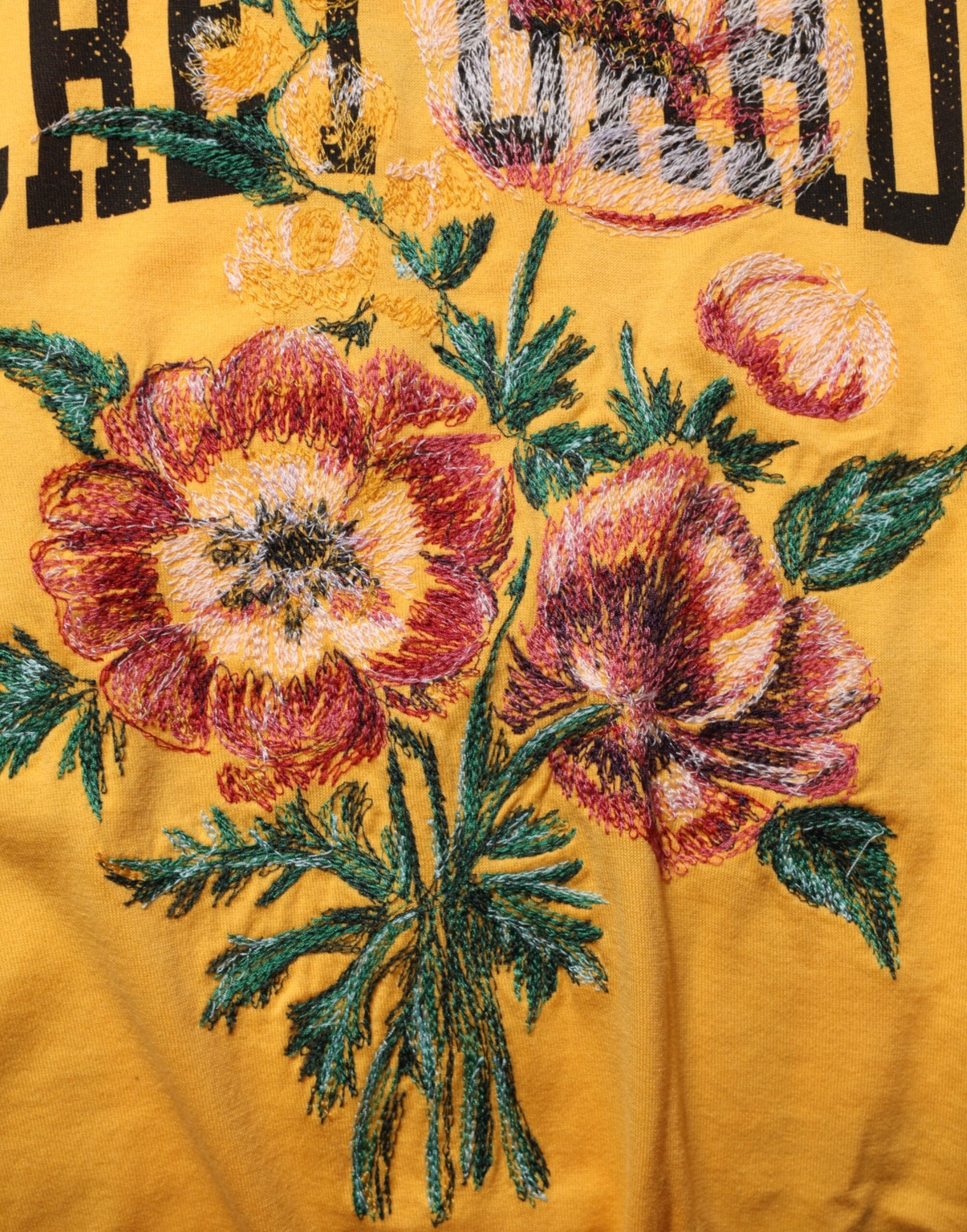 Dolce & Gabbana Gelbes Secret Graden Floral Baumwolle CrewNeck T-shirt