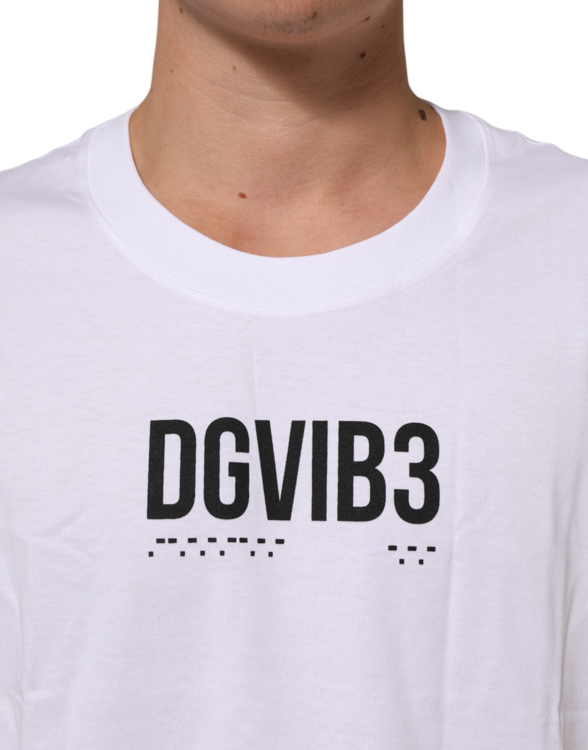Dolce & Gabbana Weißes ärmelloses bedrucktes Tank-T-Shirt aus Baumwolle