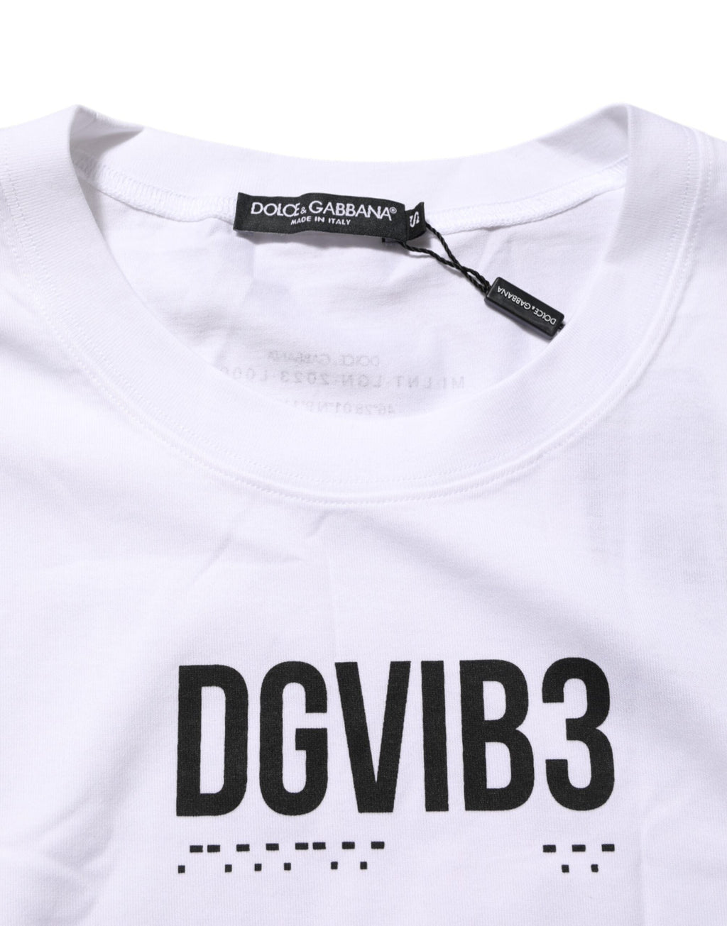 Dolce & Gabbana Weißes ärmelloses bedrucktes Tank-T-Shirt aus Baumwolle