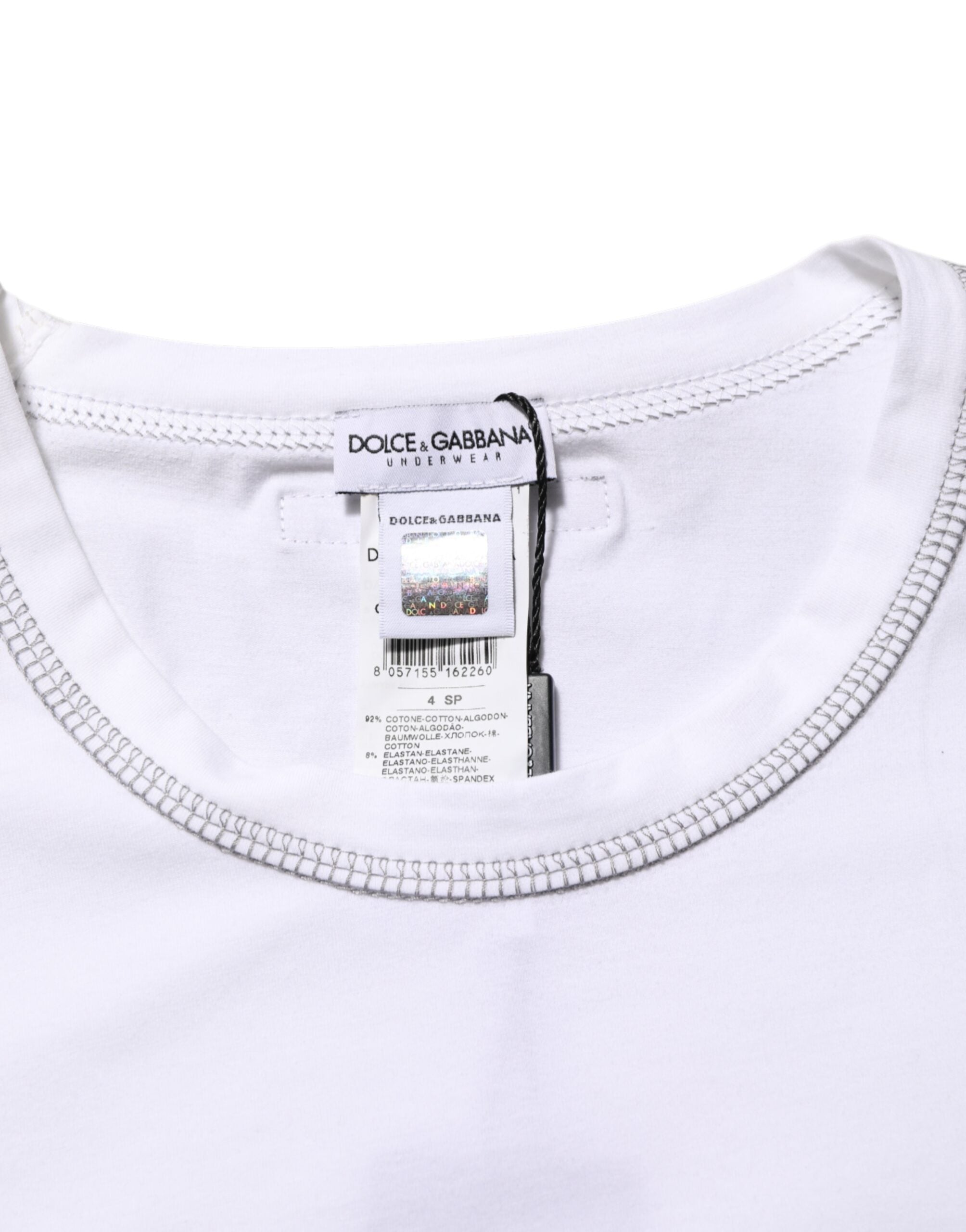 Dolce & Gabbana Weiß Baumwolle Rundhalsausschnitt Männer Unterwäsche T-Shirt