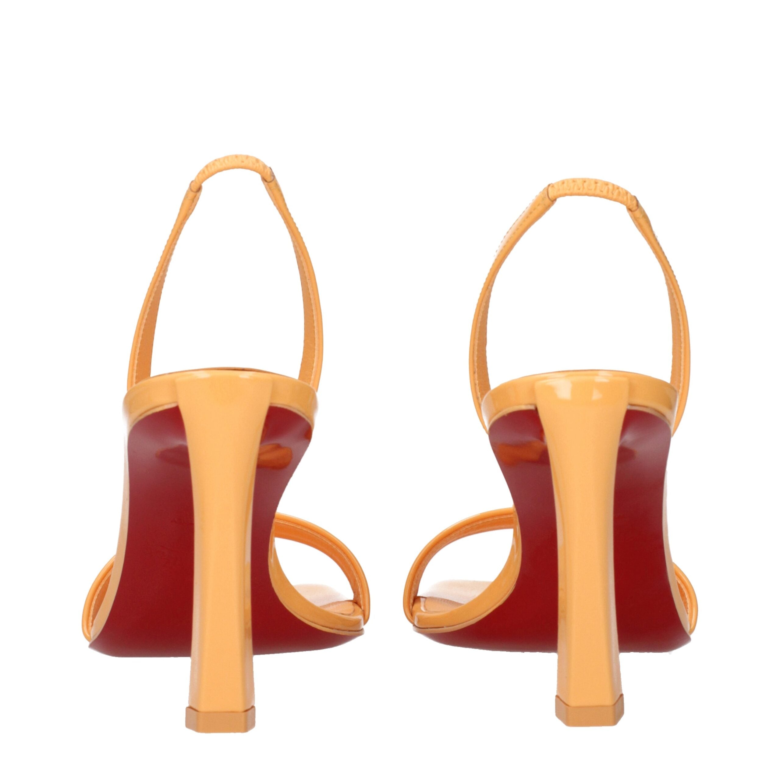Christian Louboutin Orange Leder Stiletto Heels Sandalen