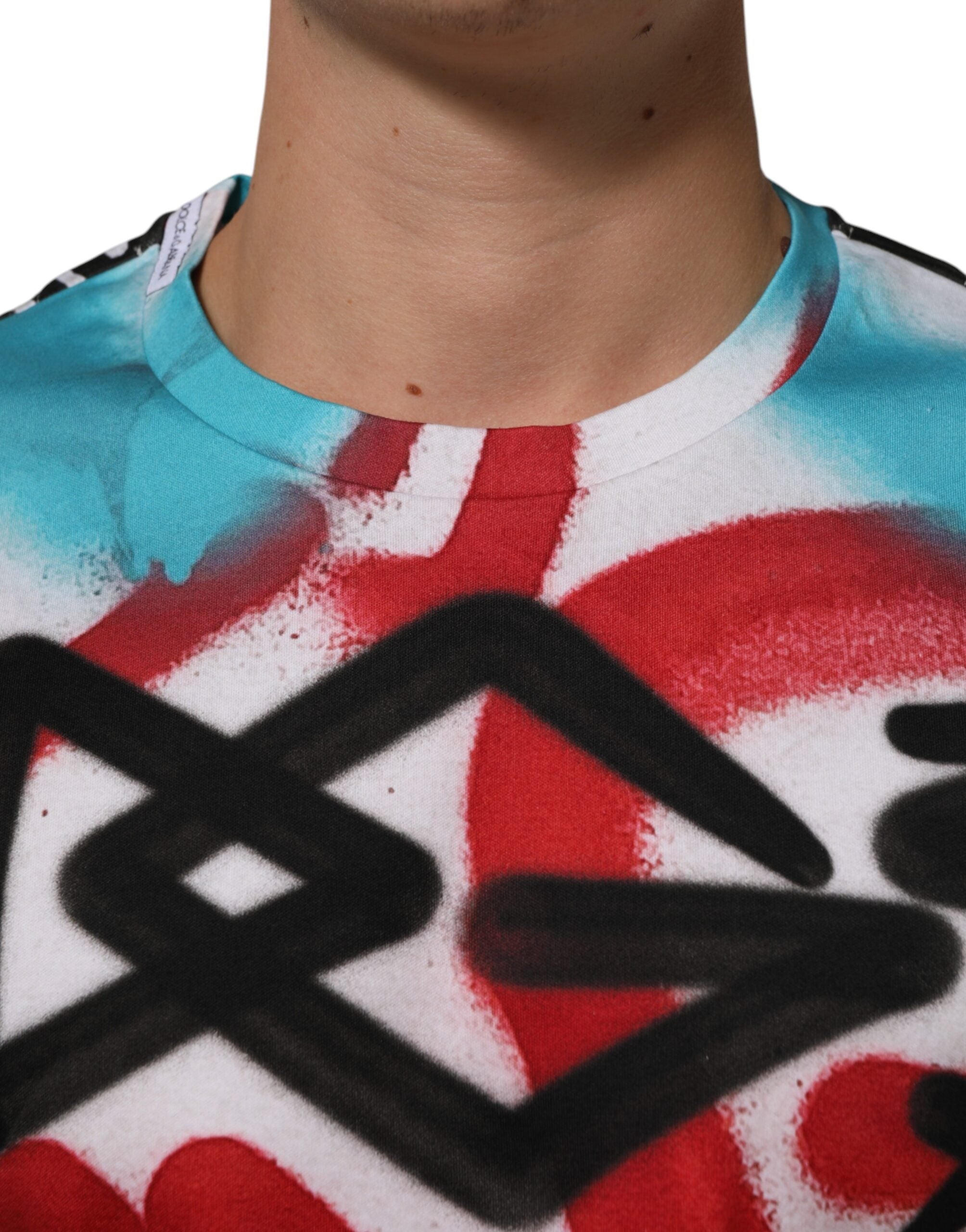 Dolce & Gabbana Weißes Graffiti-T-Shirt mit Rundhalsausschnitt und kurzen Ärmeln