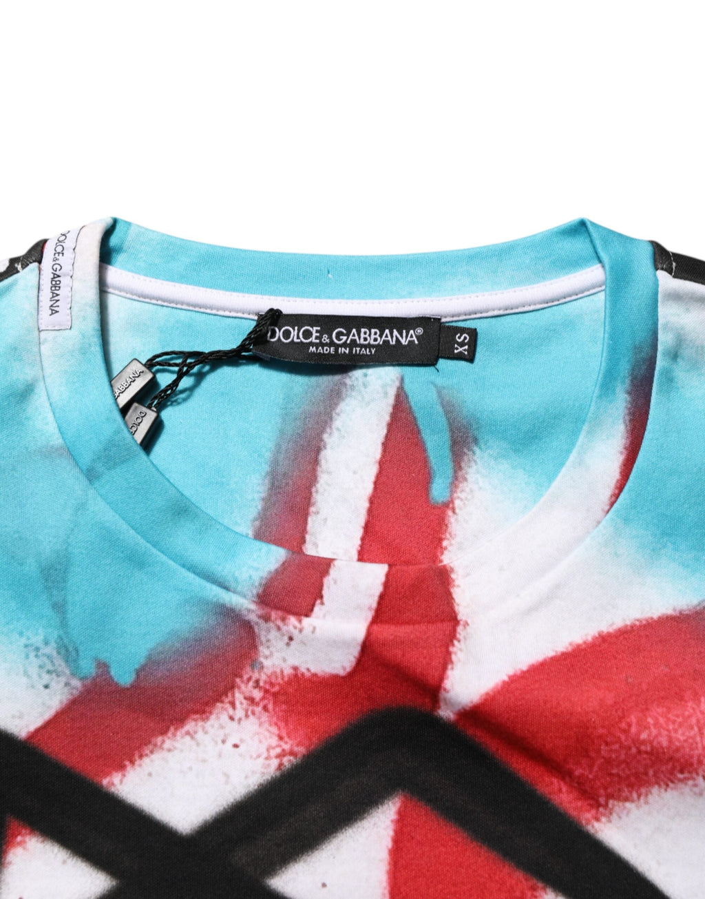Dolce & Gabbana Weißes Graffiti-T-Shirt mit Rundhalsausschnitt und kurzen Ärmeln