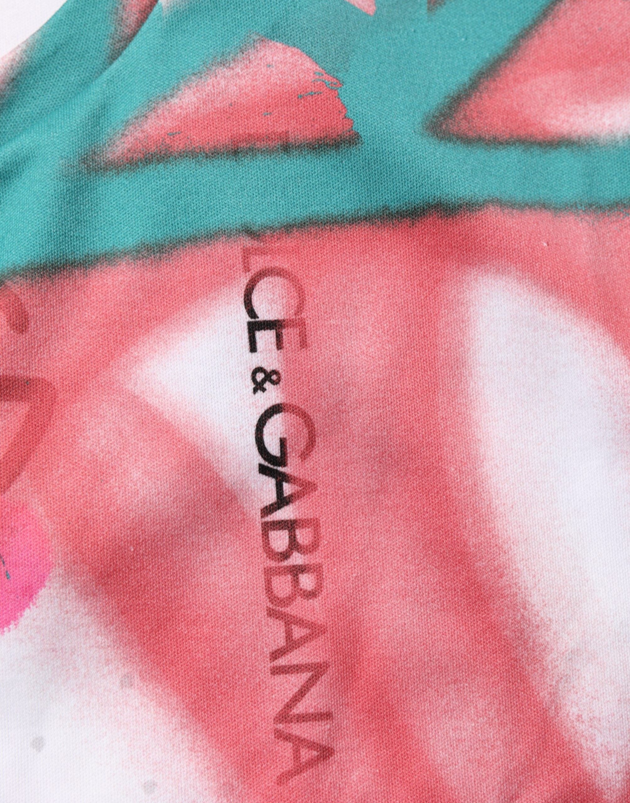 Dolce & Gabbana Weißes Graffiti-T-Shirt mit Rundhalsausschnitt und kurzen Ärmeln