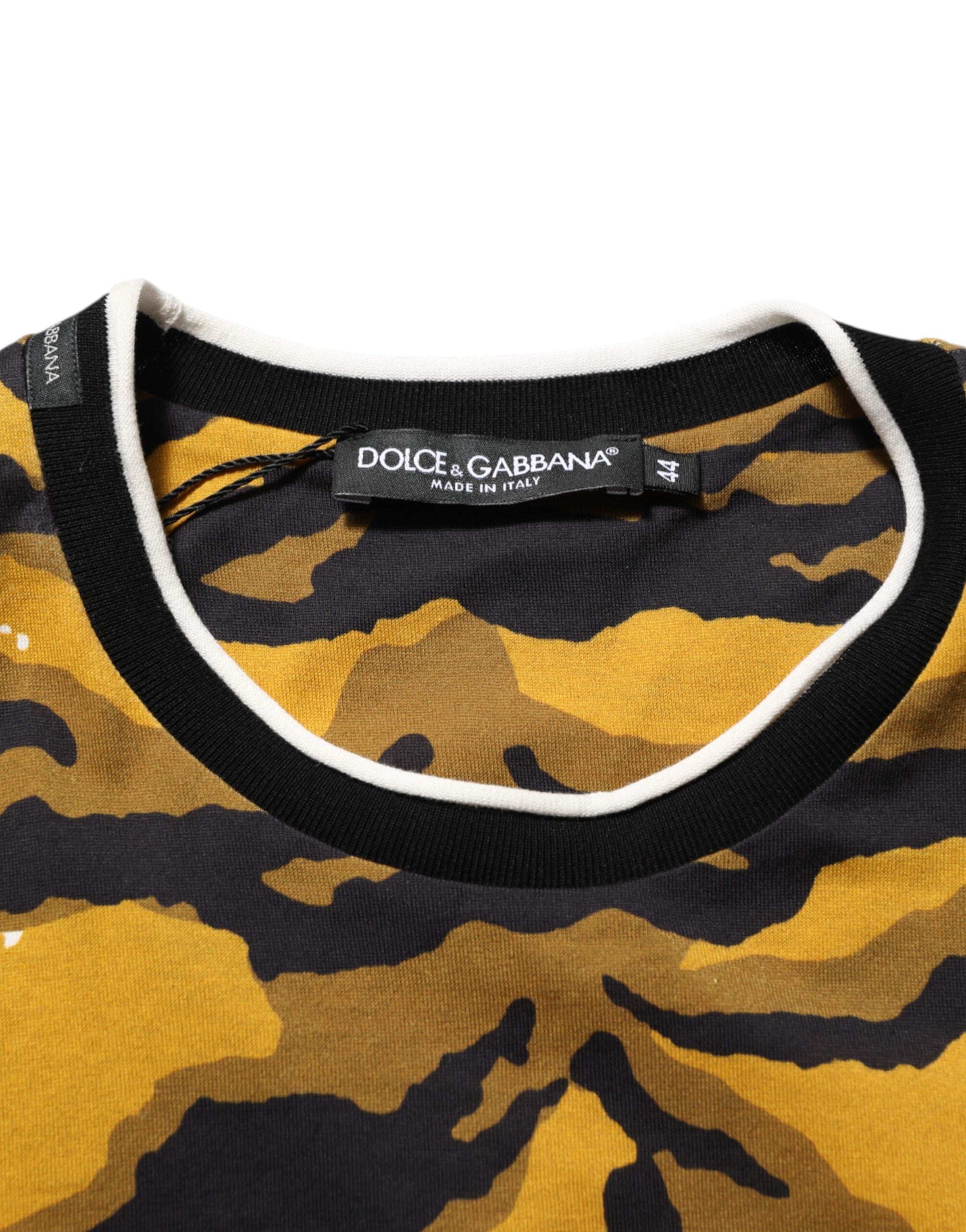 Dolce & Gabbana Multicolor Leopard Palm Leaf Männer Rundhals-T-Shirt