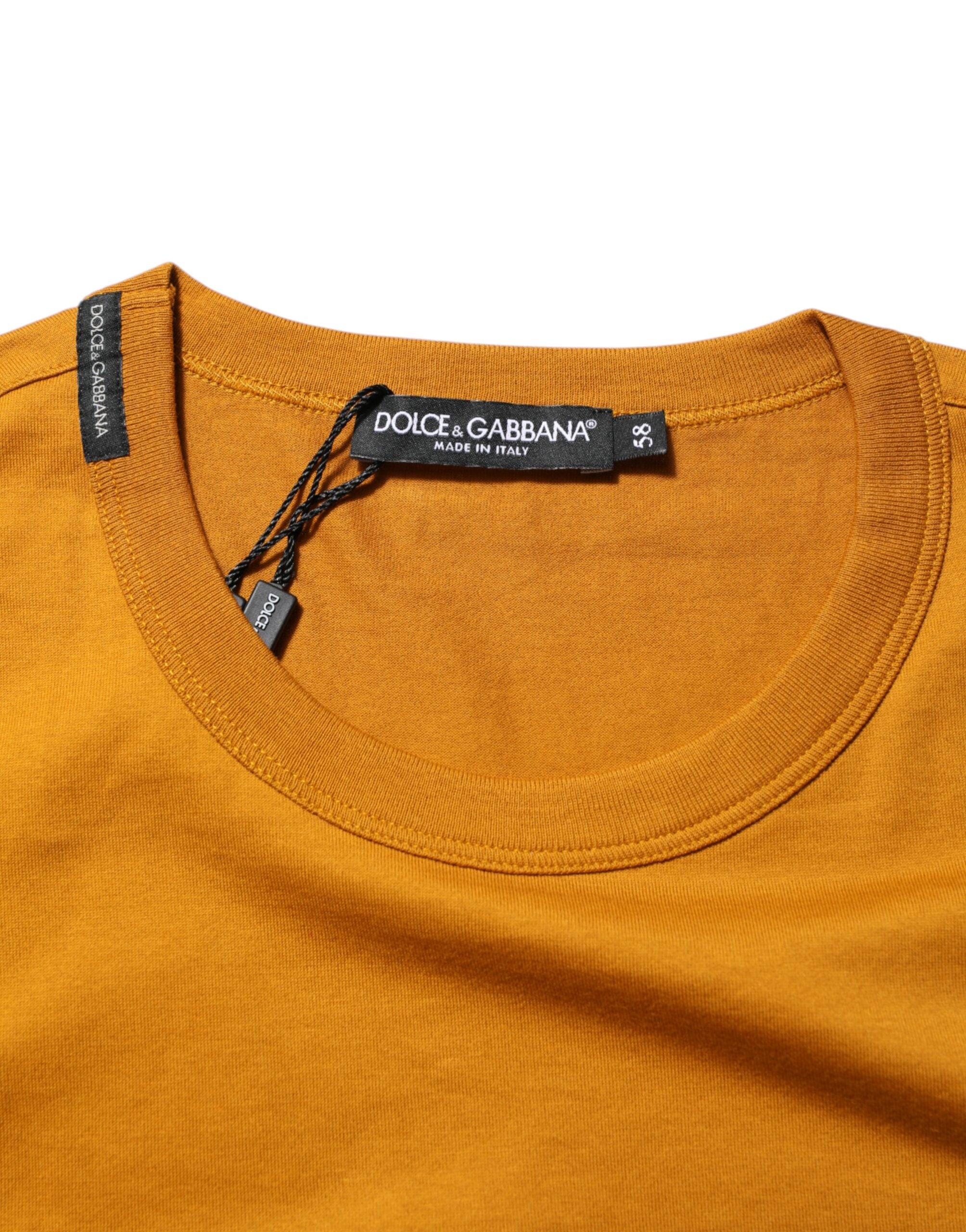 Dolce & Gabbana Golden Brown Crew Neck Kurzarm-T-Shirt