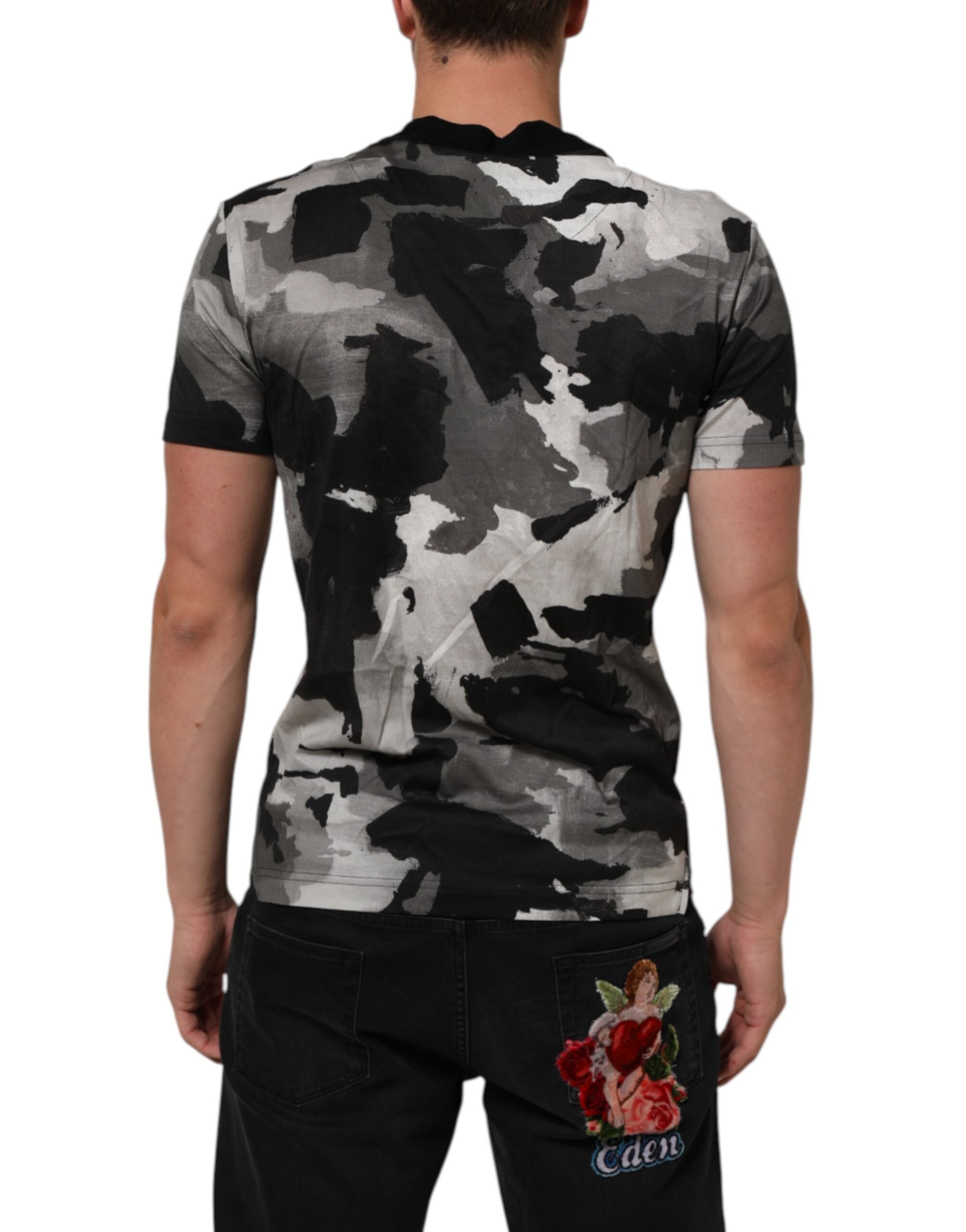 Dolce & Gabbana Multicolor Camouflage Männer Kurzarm-T-Shirt