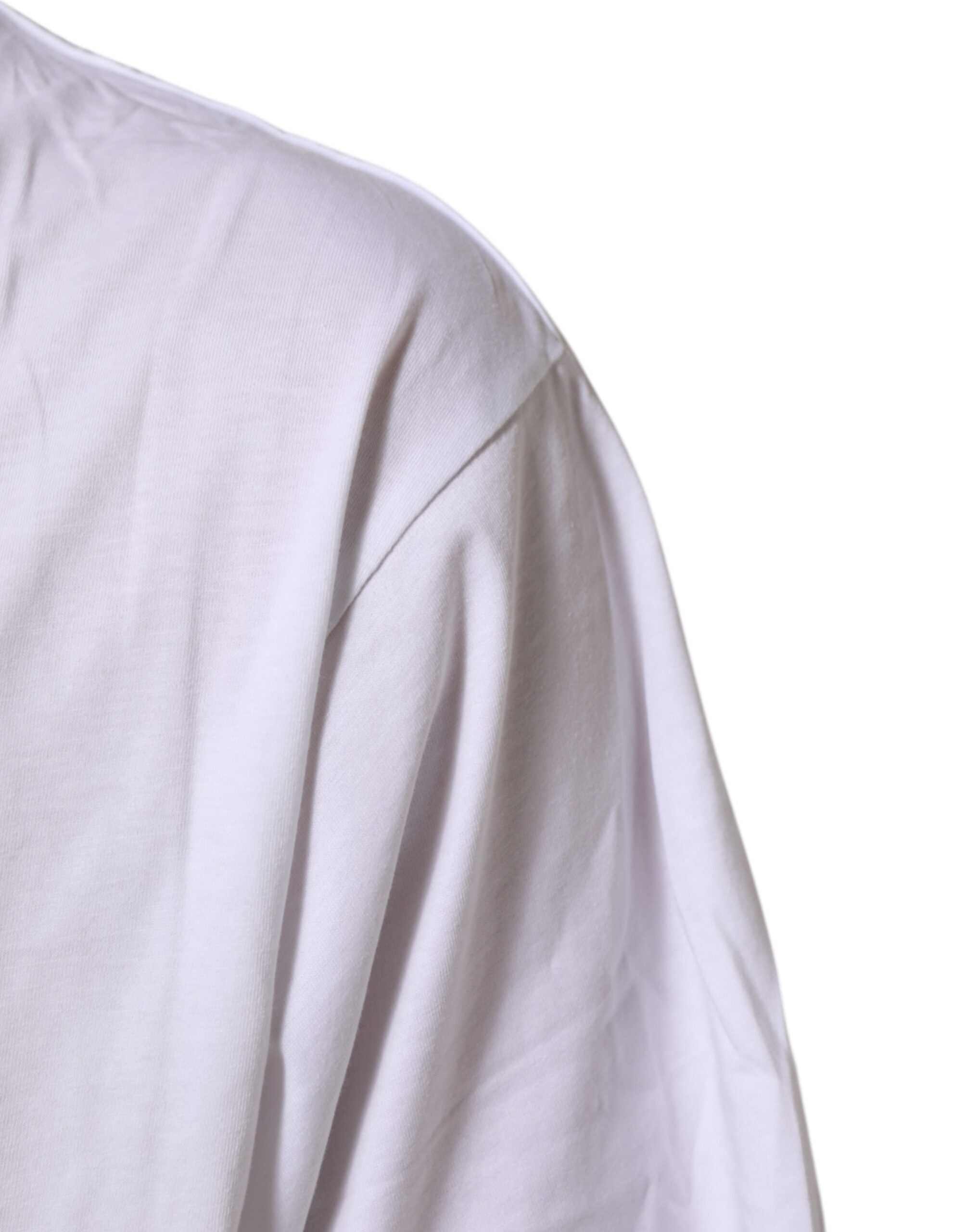 Dolce & Gabbana Weißes T-Shirt mit Rundhalsausschnitt aus Baumwolle mit Grafikdruck