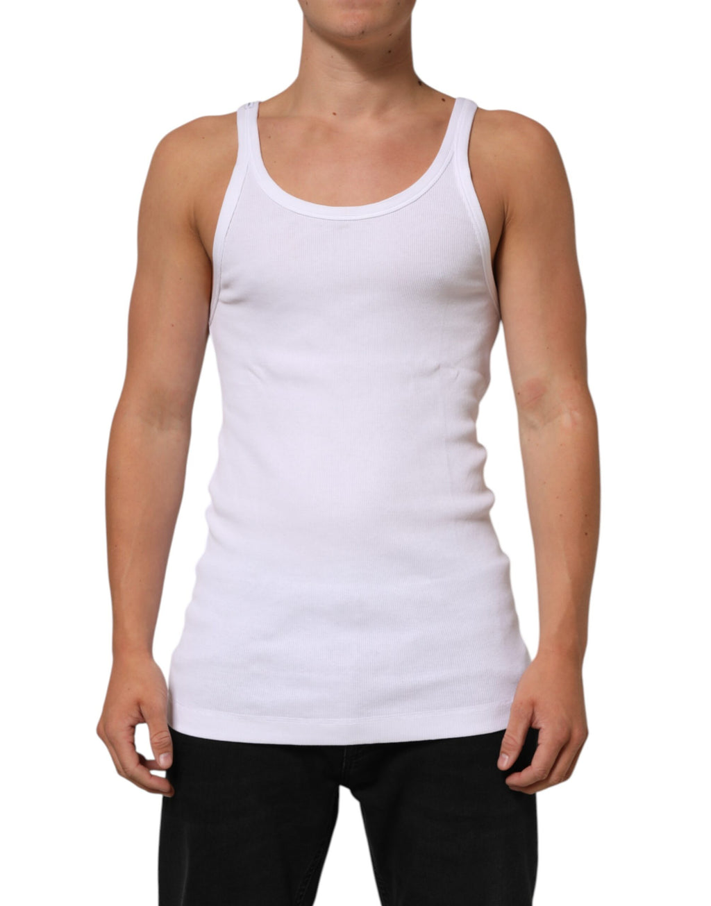 Dolce & Gabbana Weißes ärmelloses Rundhals-Tank-Top T-Shirt