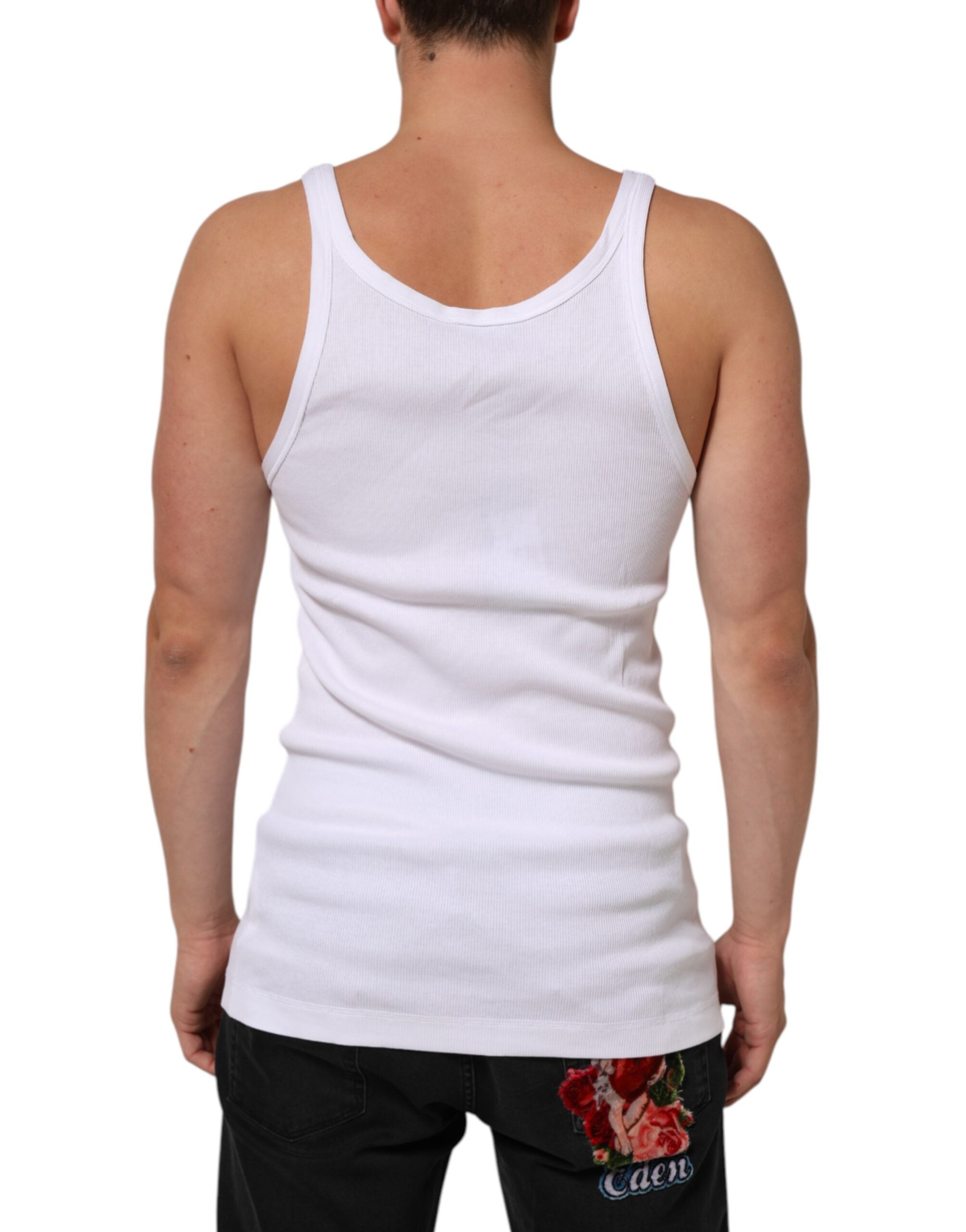 Dolce & Gabbana Weißes ärmelloses Rundhals-Tank-Top T-Shirt