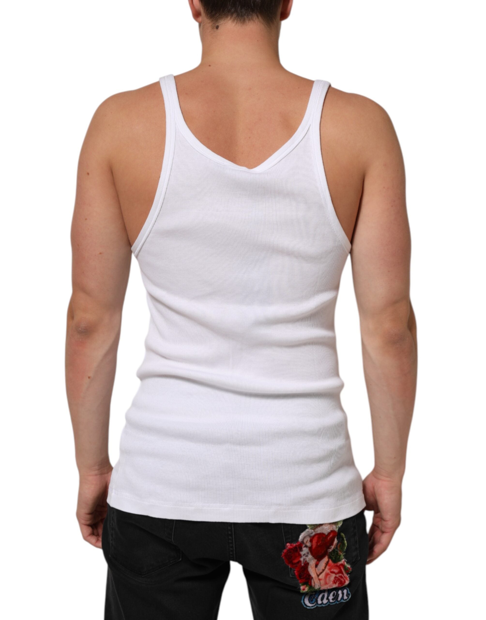 Dolce & Gabbana Weißes ärmelloses Rundhals-Tank-Top T-Shirt