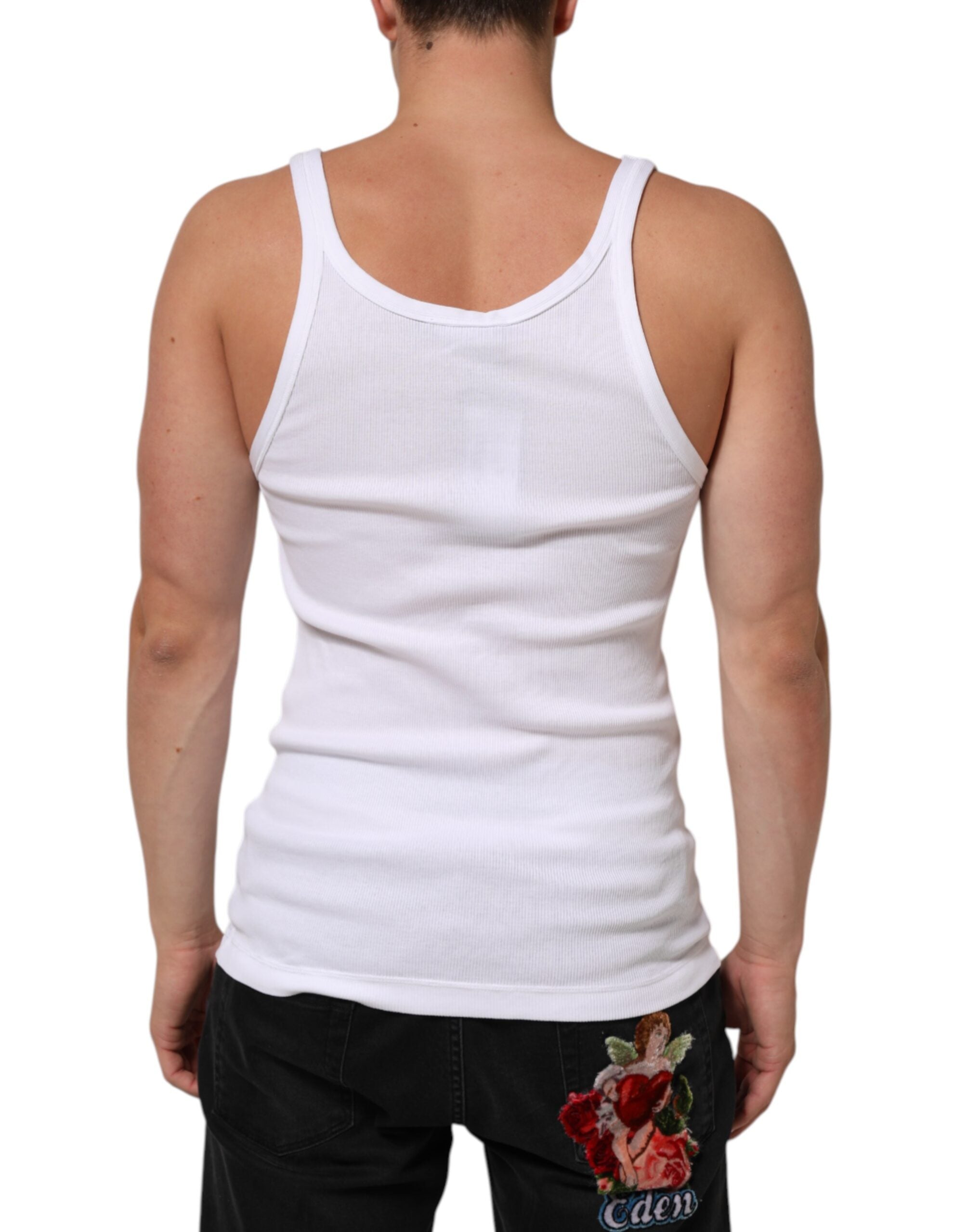 Dolce & Gabbana Weißes ärmelloses Rundhals-Tank-Top T-Shirt