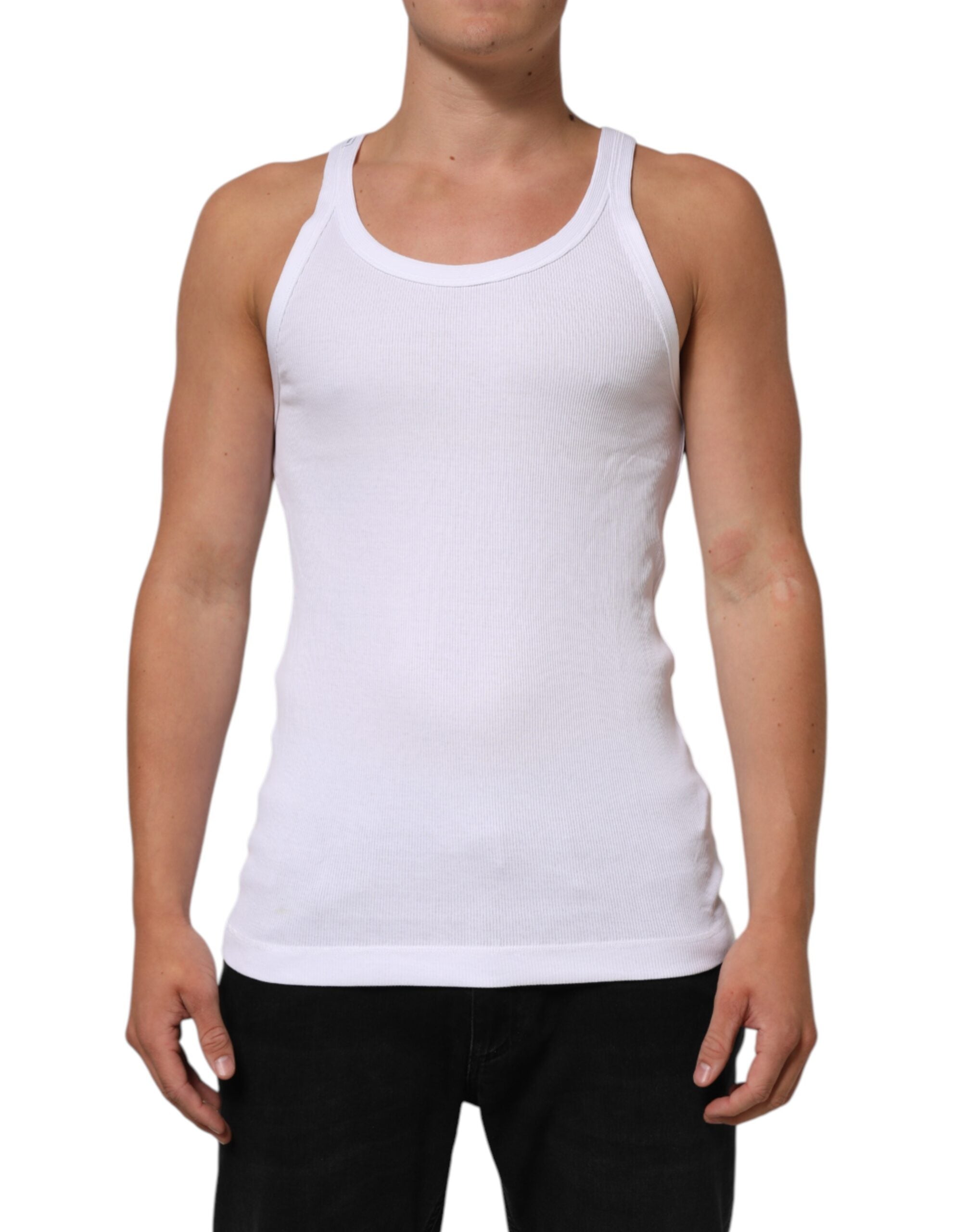 Dolce & Gabbana Weißes ärmelloses Rundhals-Tank-Top T-Shirt