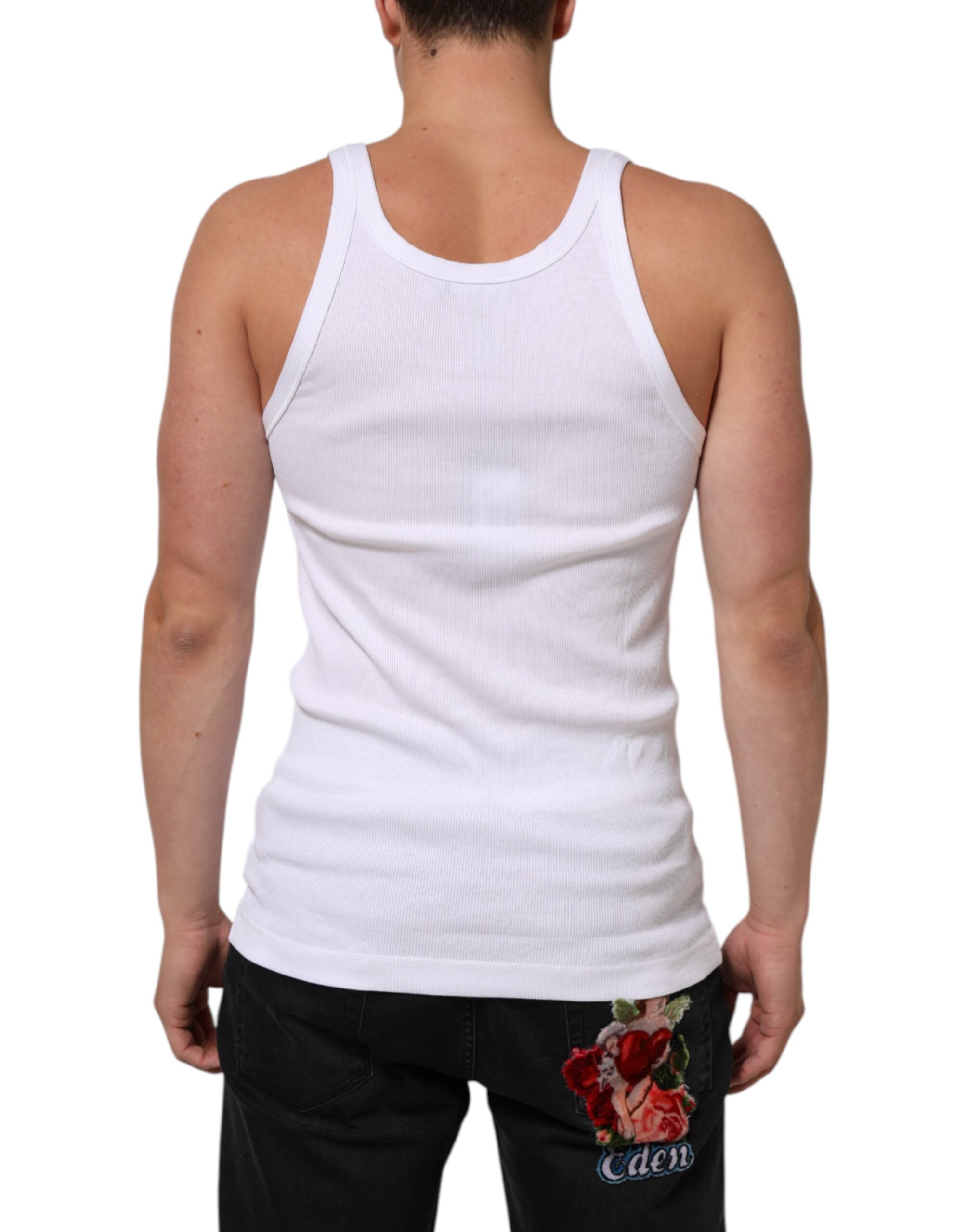 Dolce & Gabbana Weißes ärmelloses Rundhals-Tank-Top T-Shirt