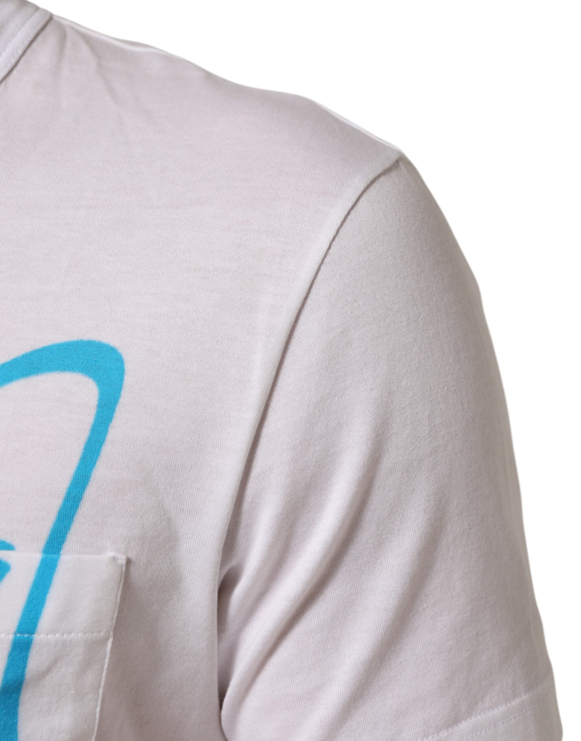 Dolce & Gabbana Weißes T-Shirt mit Rundhalsausschnitt aus Baumwolle mit Grafikdruck