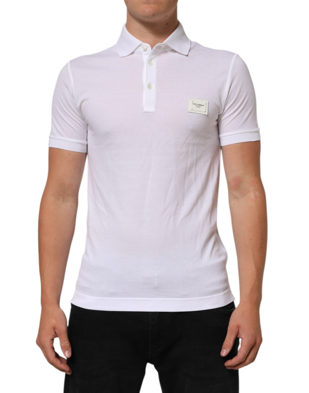 Dolce & Gabbana Weißes Polo-T-Shirt mit kurzen Ärmeln und Kragen