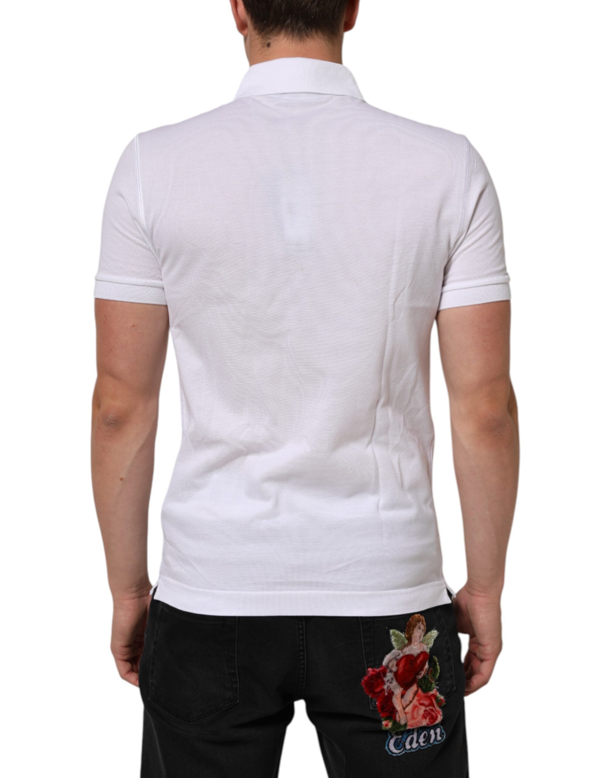Dolce & Gabbana Weißes Polo-T-Shirt mit kurzen Ärmeln und Kragen