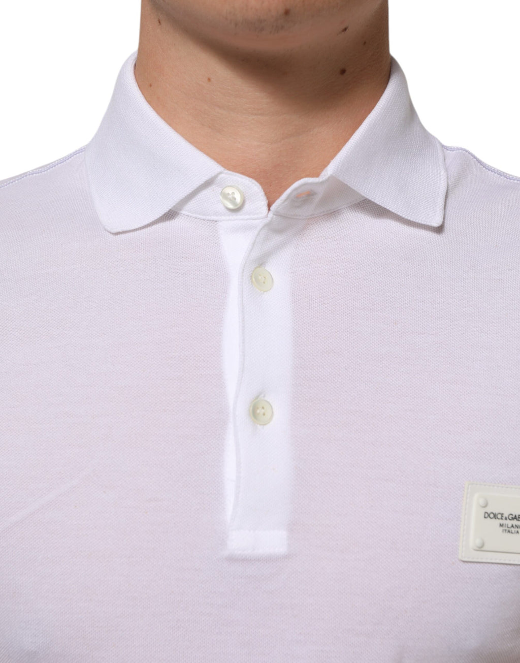 Dolce & Gabbana Weißes Polo-T-Shirt mit kurzen Ärmeln und Kragen