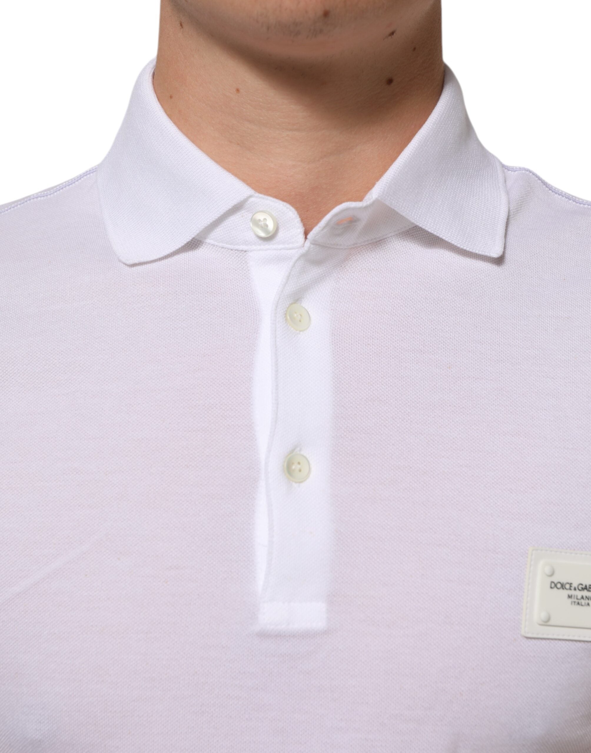 Dolce & Gabbana Weißes Polo-T-Shirt mit kurzen Ärmeln und Kragen