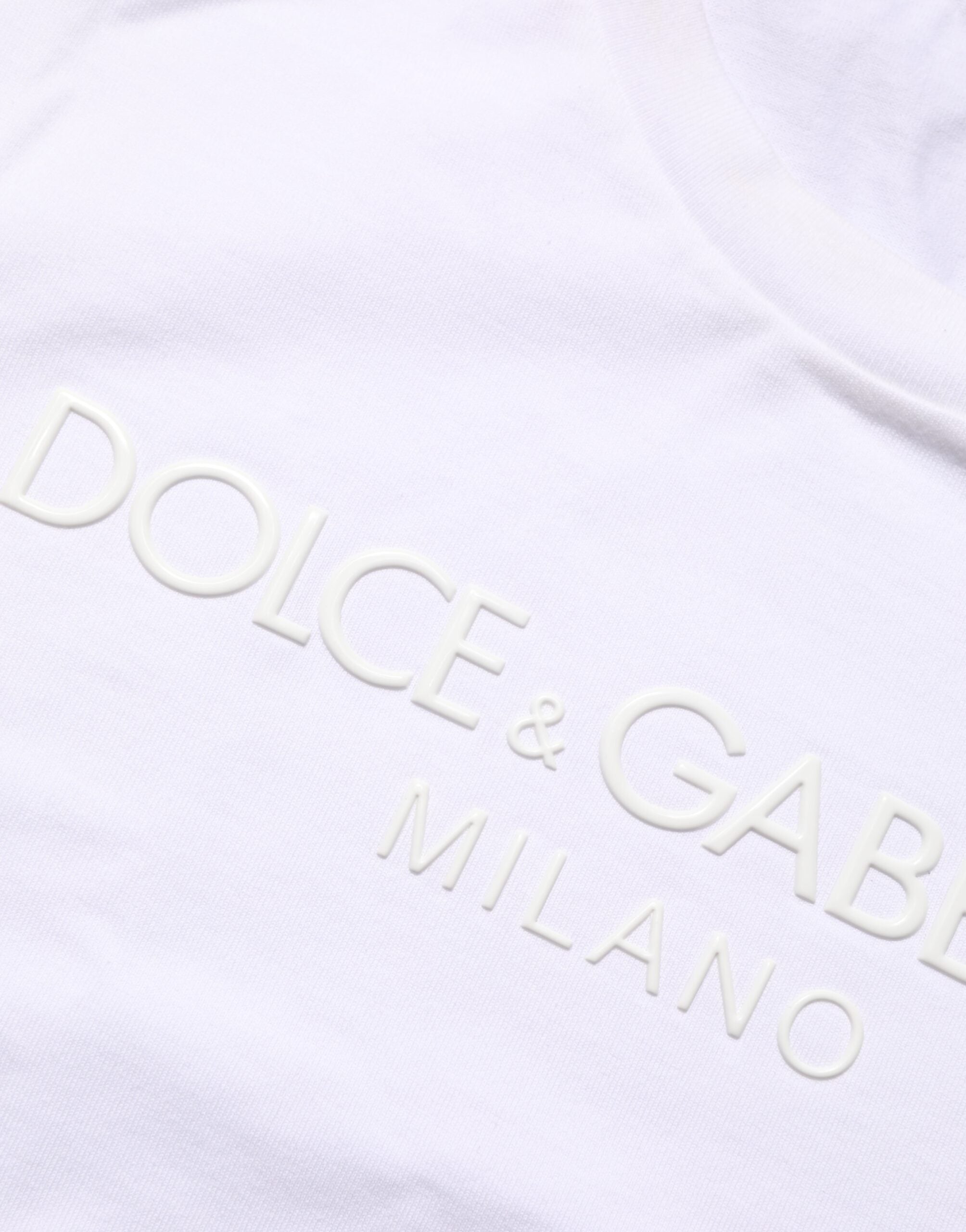 Dolce & Gabbana Weißes Baumwoll-T-Shirt mit Rundhalsausschnitt und kurzen Ärmeln