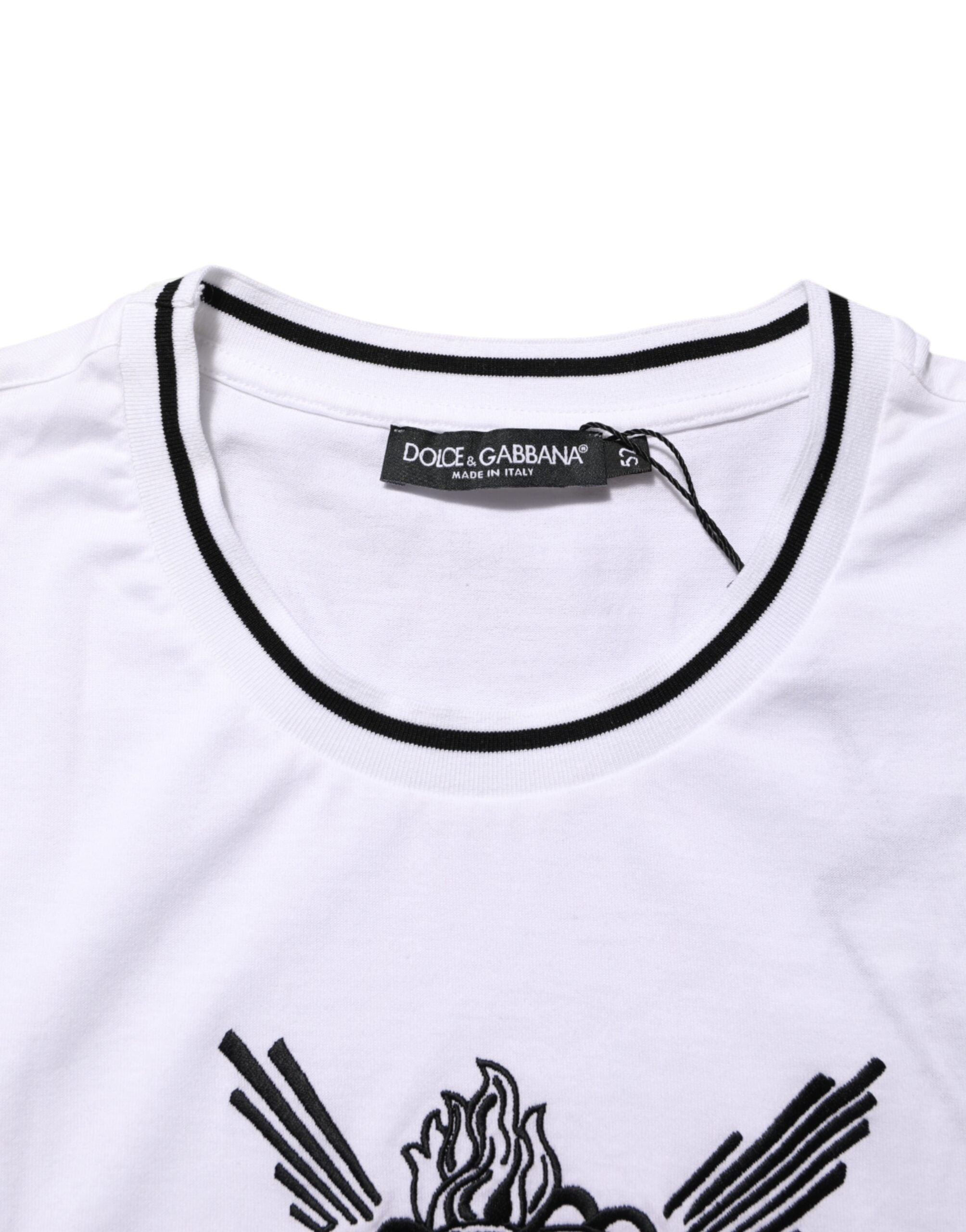 Dolce & Gabbana Weißes Sacred Heart Kurzarm-T-Shirt für Männer