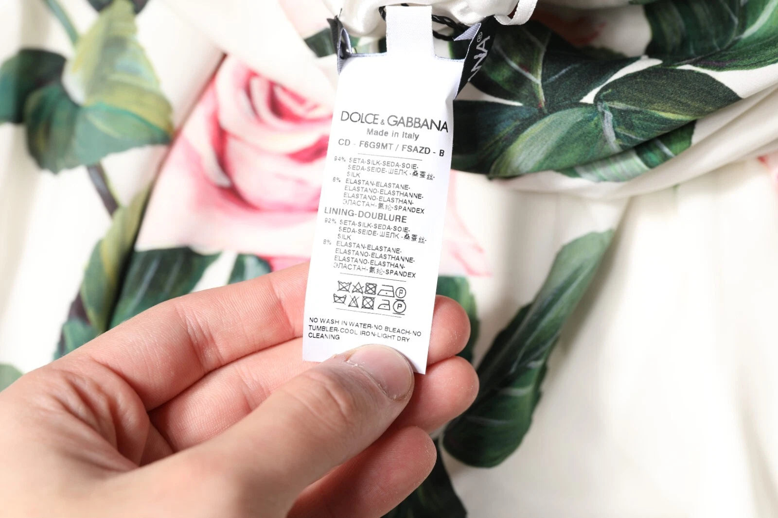 Dolce & Gabbana Weißes geblümtes Midikleid aus Seide mit einer Schulter