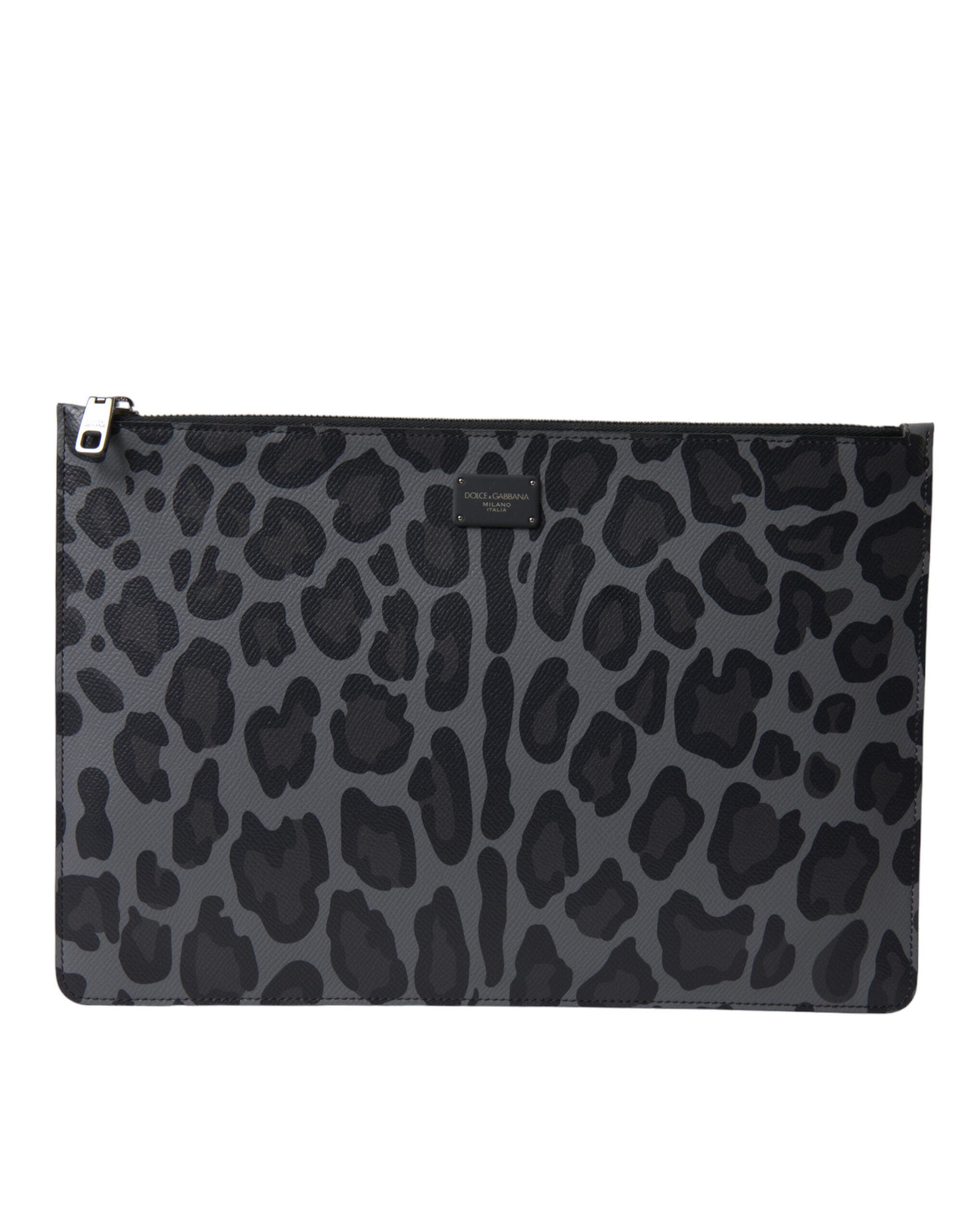 Dolce & Gabbana Multicolor Leopard Jacquard Logo Plaque Dokument Aktentasche Tasche