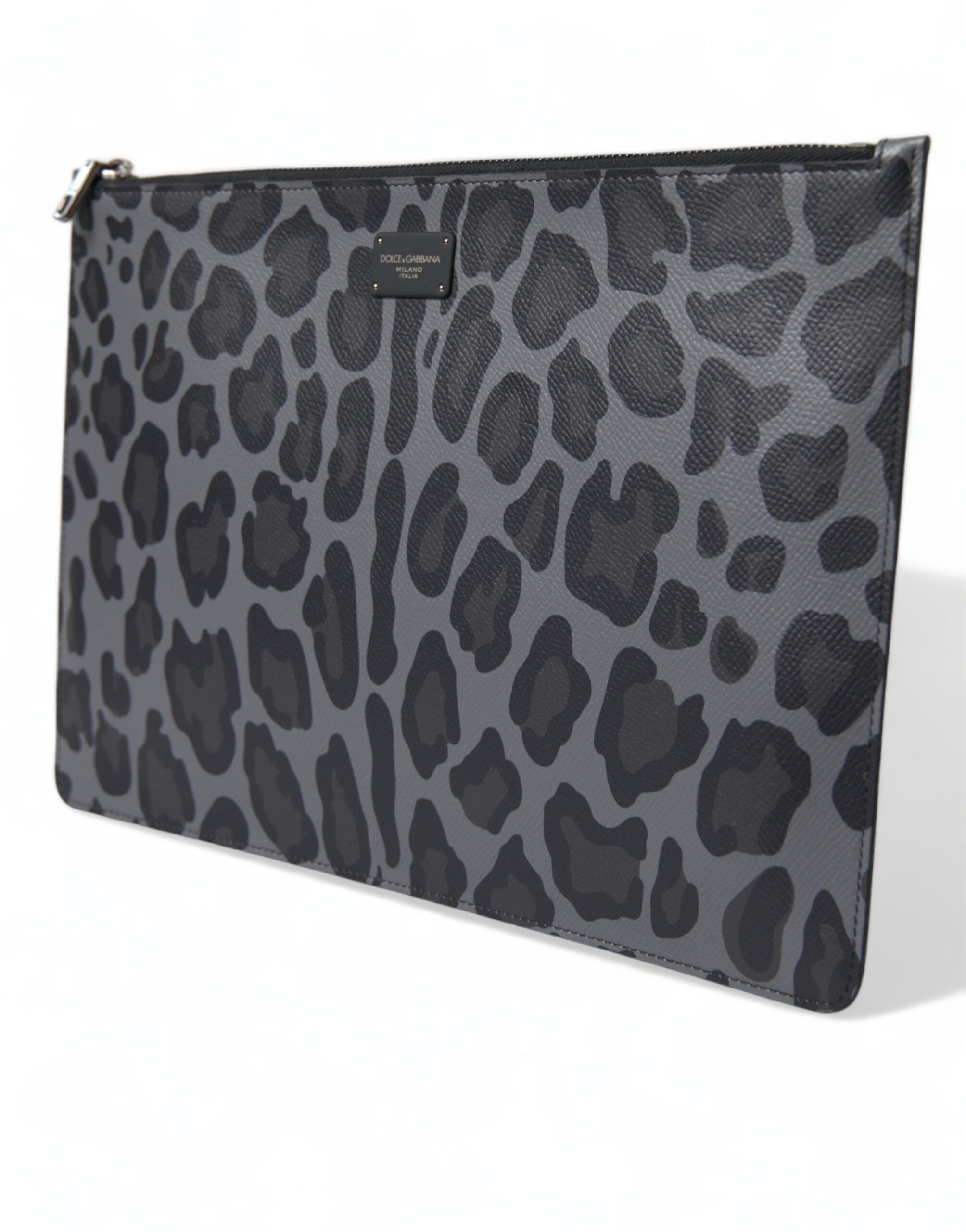 Dolce & Gabbana Multicolor Leopard Jacquard Logo Plaque Dokument Aktentasche Tasche
