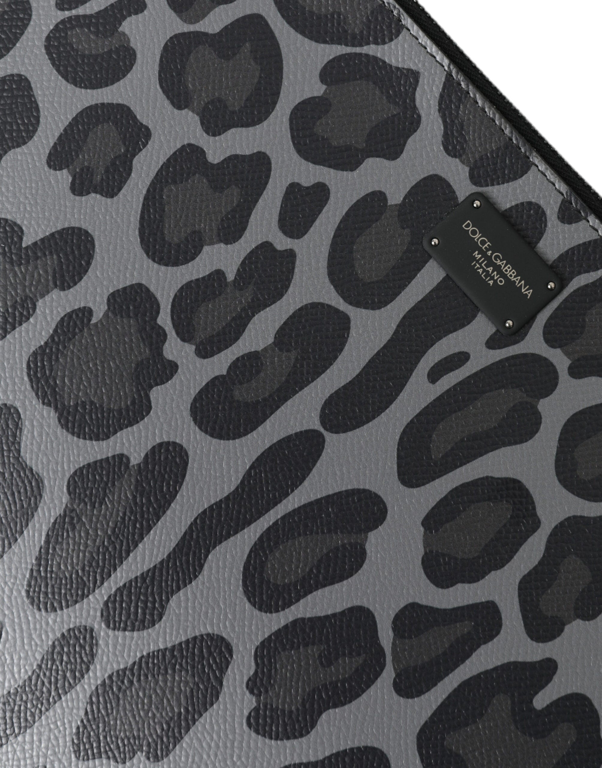 Dolce & Gabbana Multicolor Leopard Jacquard Logo Plaque Dokument Aktentasche Tasche