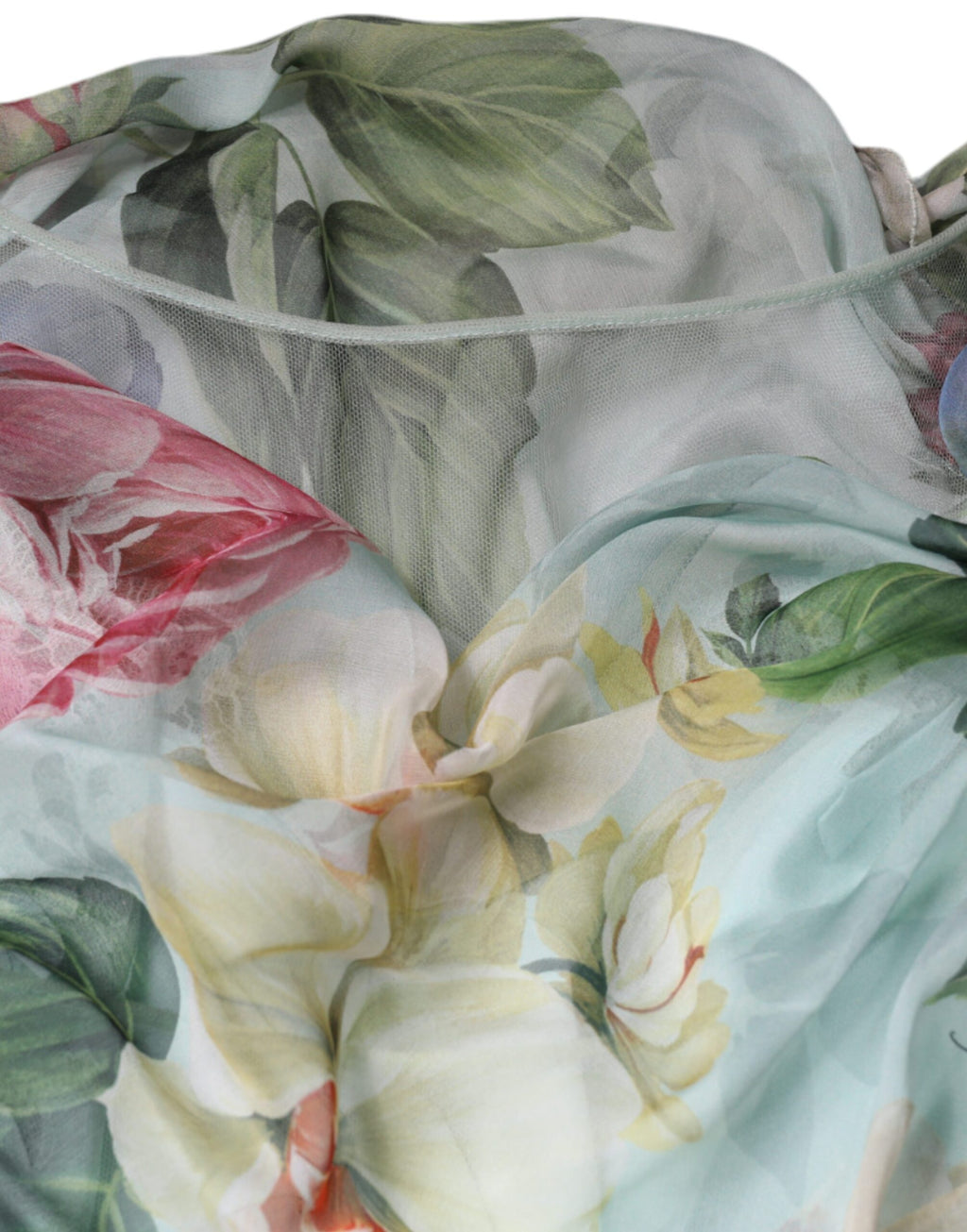 Dolce & Gabbana Blaues gestuftes Maxikleid mit Blumendruck