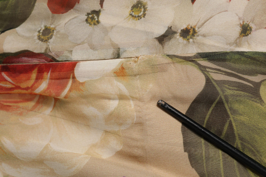 Dolce & Gabbana Beigefarbenes ärmelloses Minikleid in A-Linie mit Blumenmuster