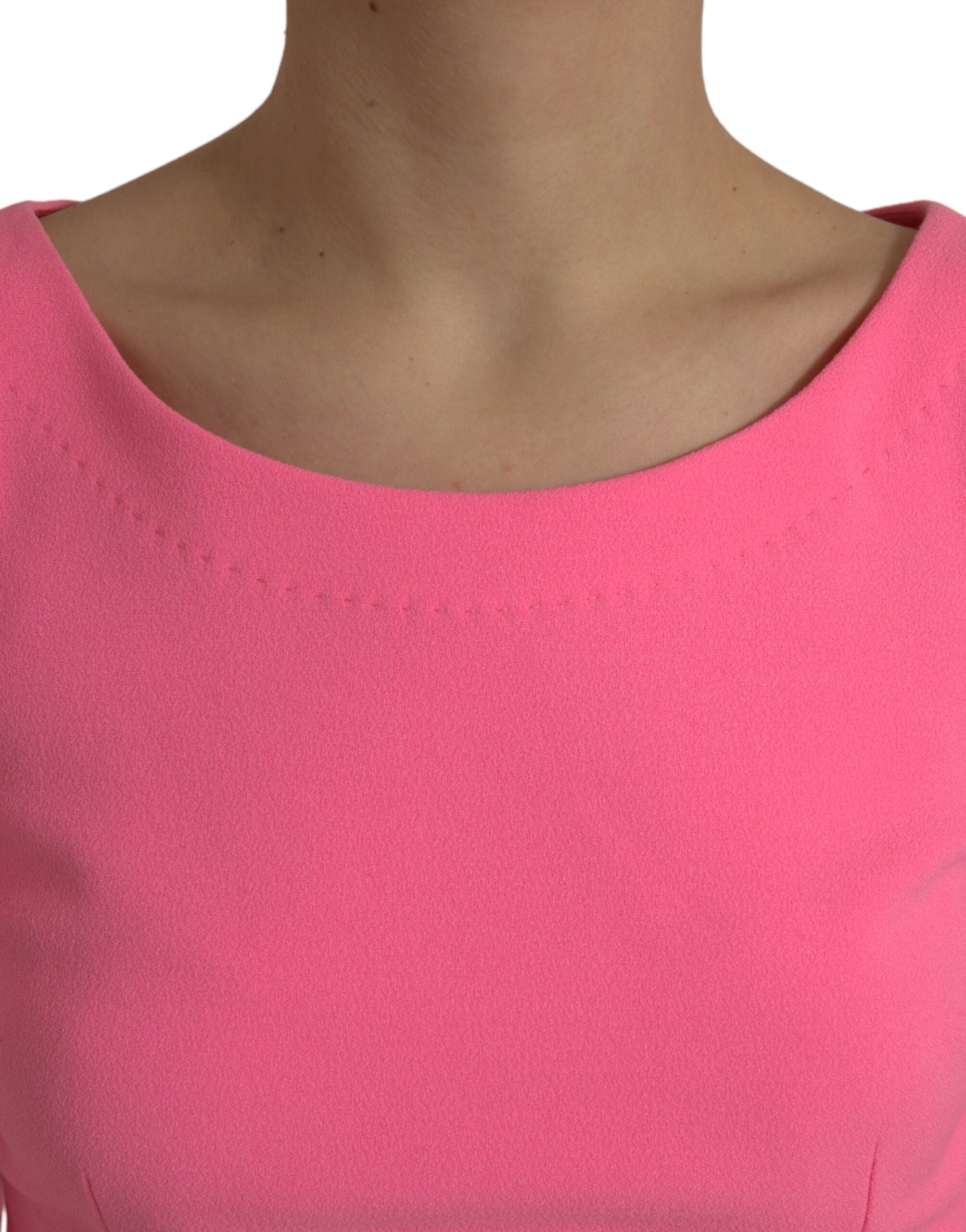 Dolce & Gabbana Rosa Polyester Langärmeliges Etuikleid Midikleid