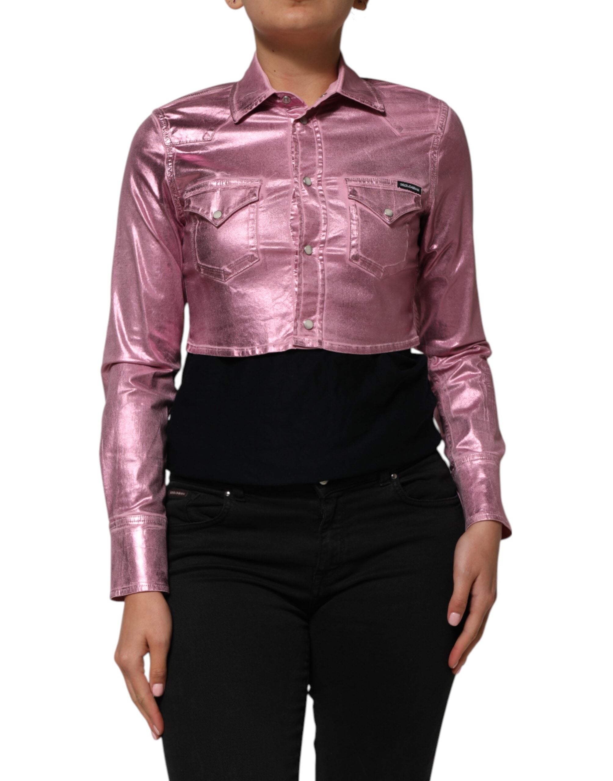 Dolce & Gabbana Rosa Baumwoll-Stretch-Cropped-Jacke