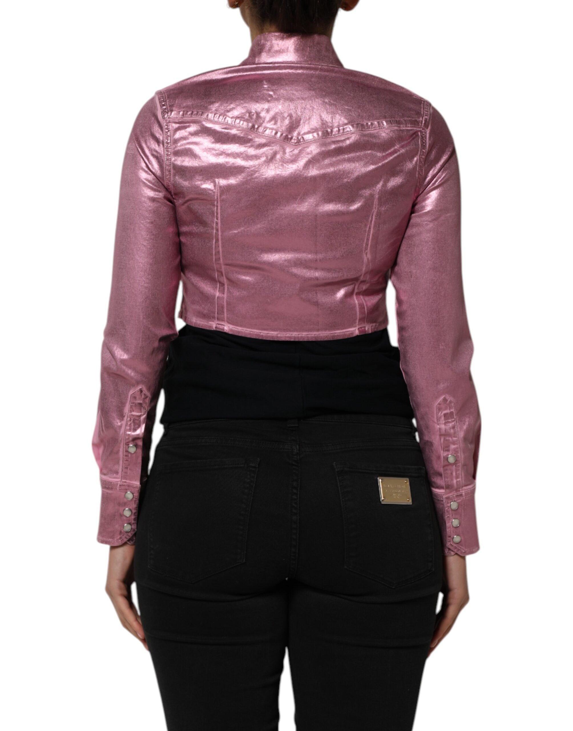 Dolce & Gabbana Rosa Baumwoll-Stretch-Cropped-Jacke