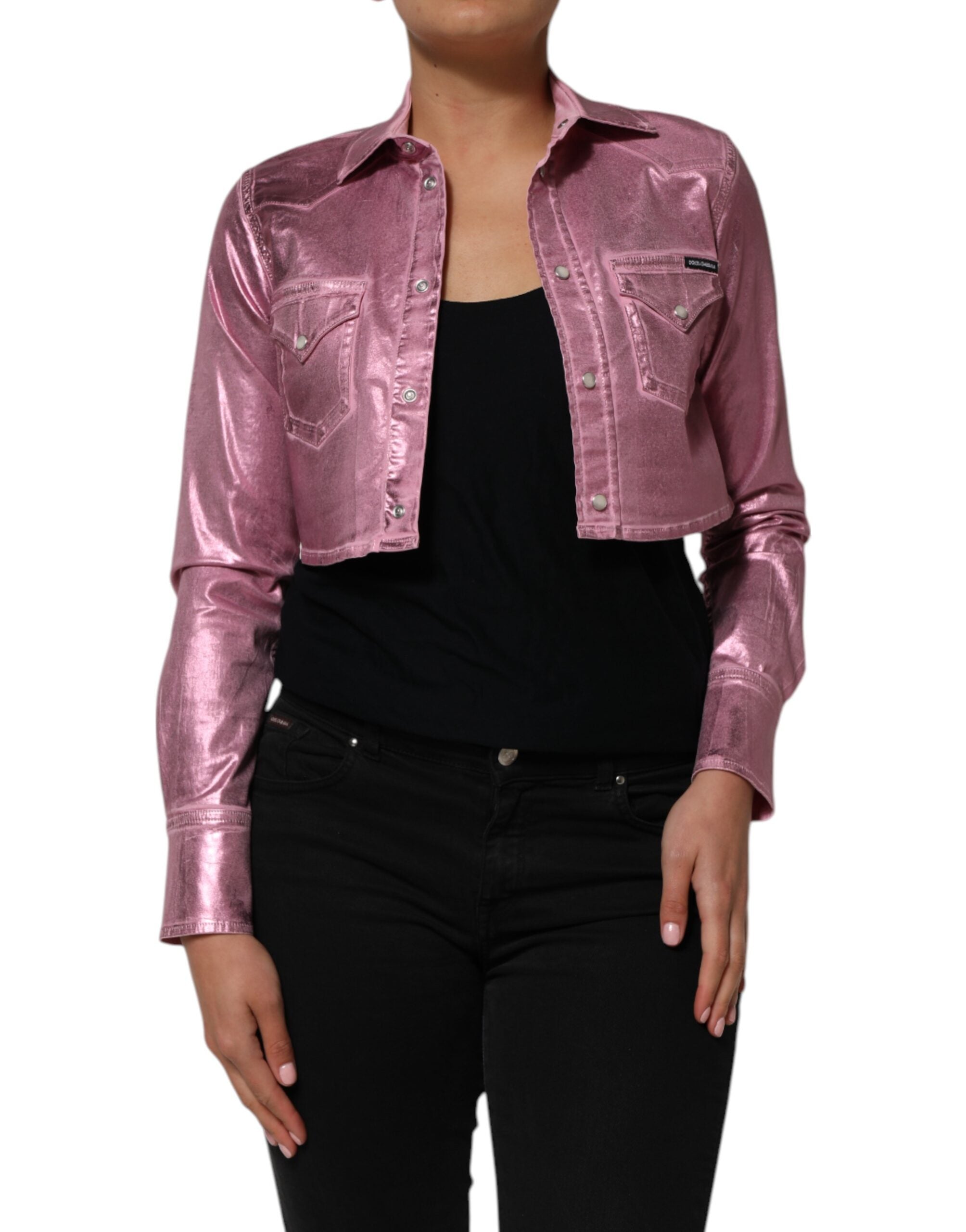 Dolce & Gabbana Rosa Baumwoll-Stretch-Cropped-Jacke